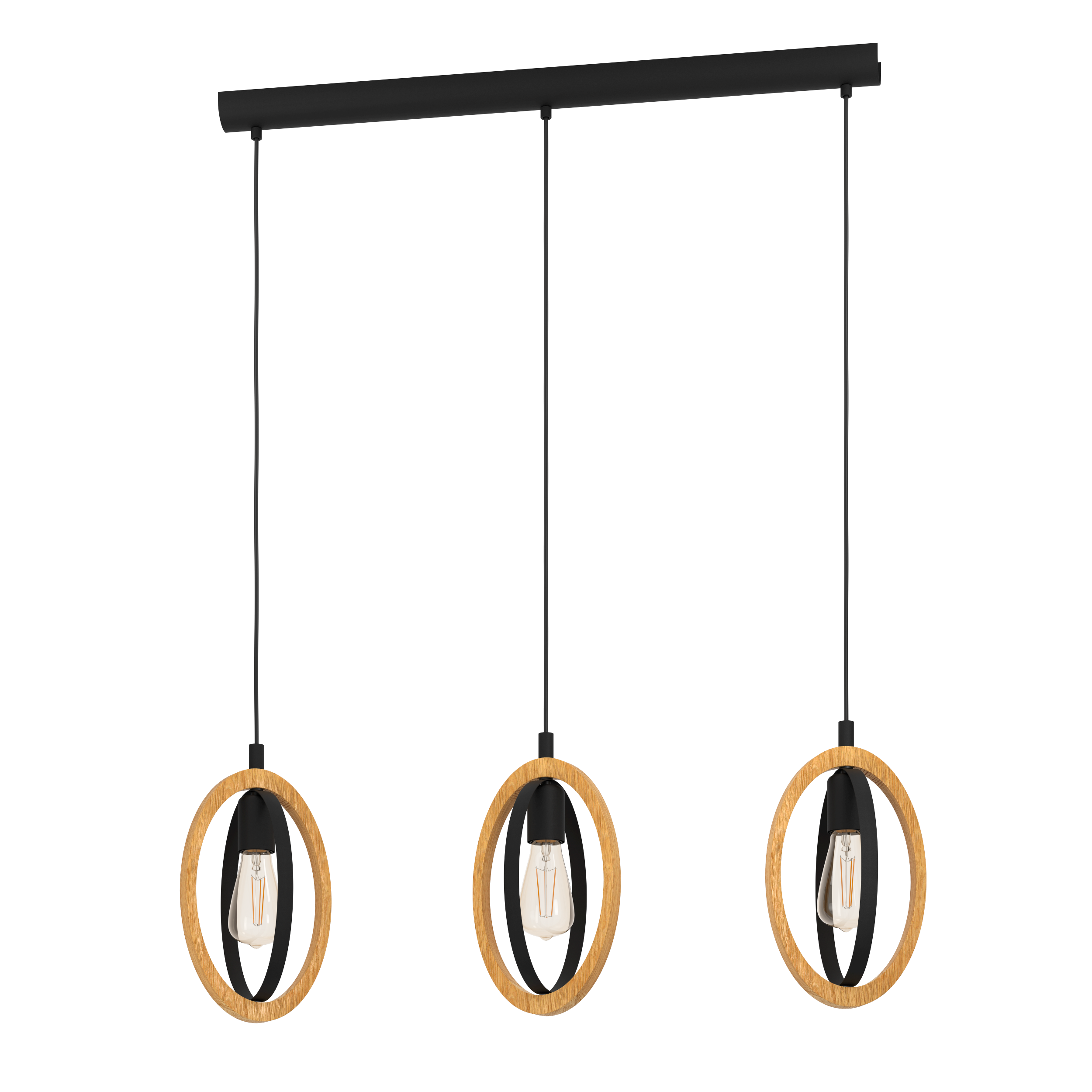 Suspension Basildon, bois, noir, l.78 cm, E27 Leroy Merlin