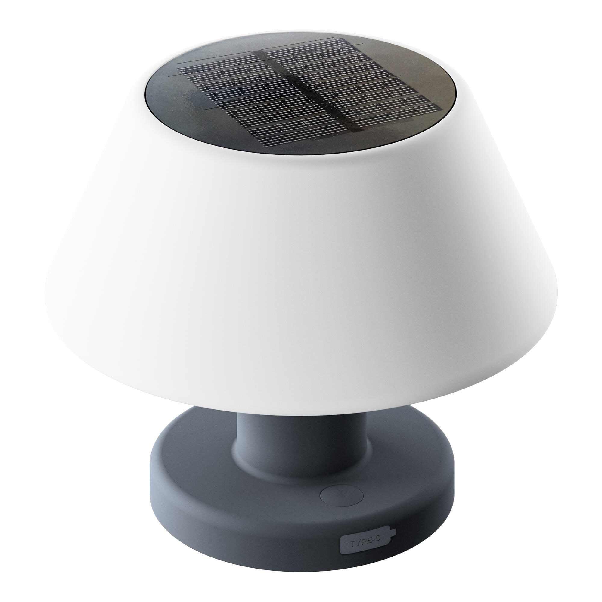 Lámpara de mesa solar sin cables gris/plata de exterior con sensor crepuscular luz LED intensidad regulable Mara IP54 y 8hrs autonomía - 6