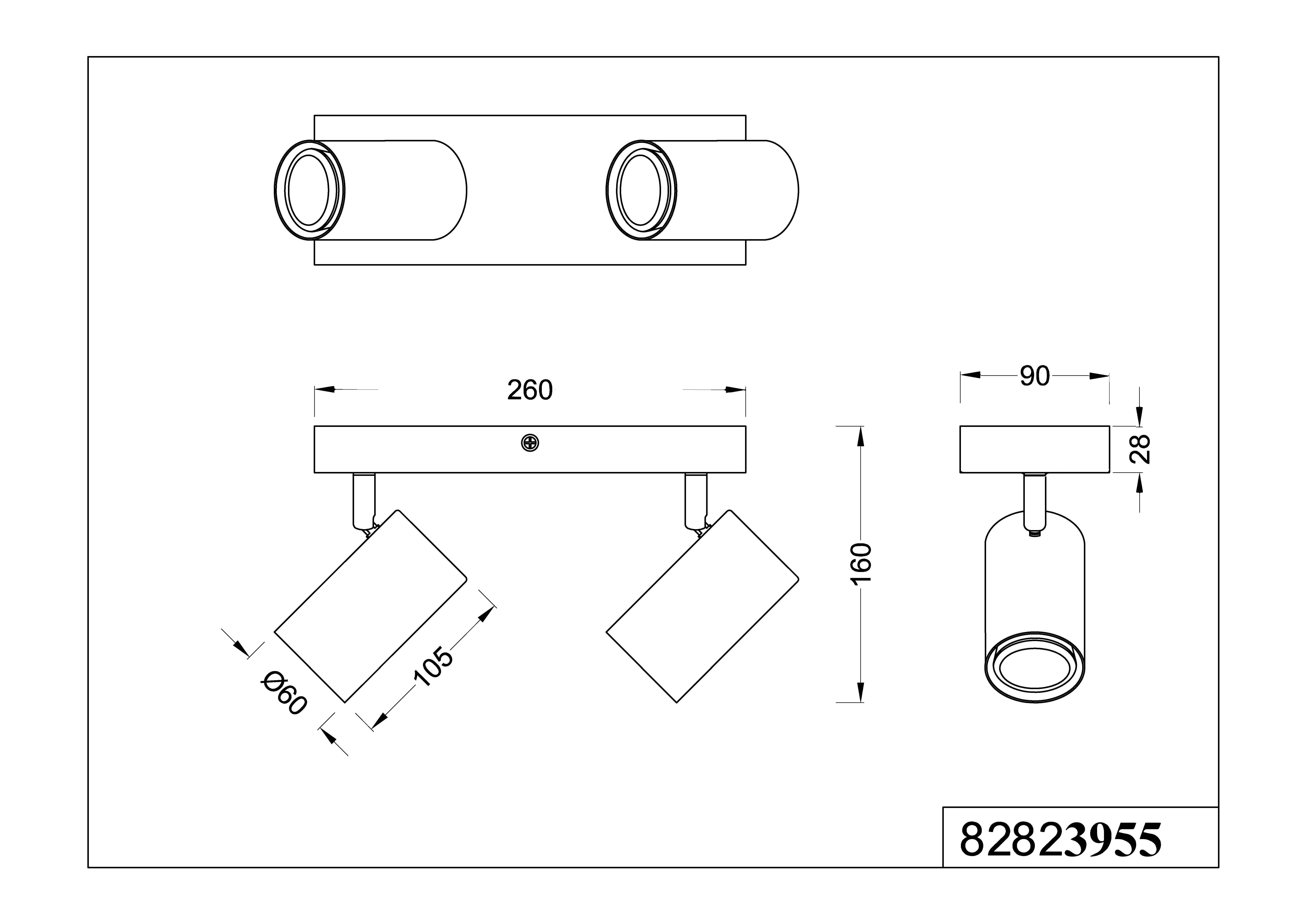 Foco decorativo deco marley GU10 2 LUZES PRETO E CASTANHO - 3