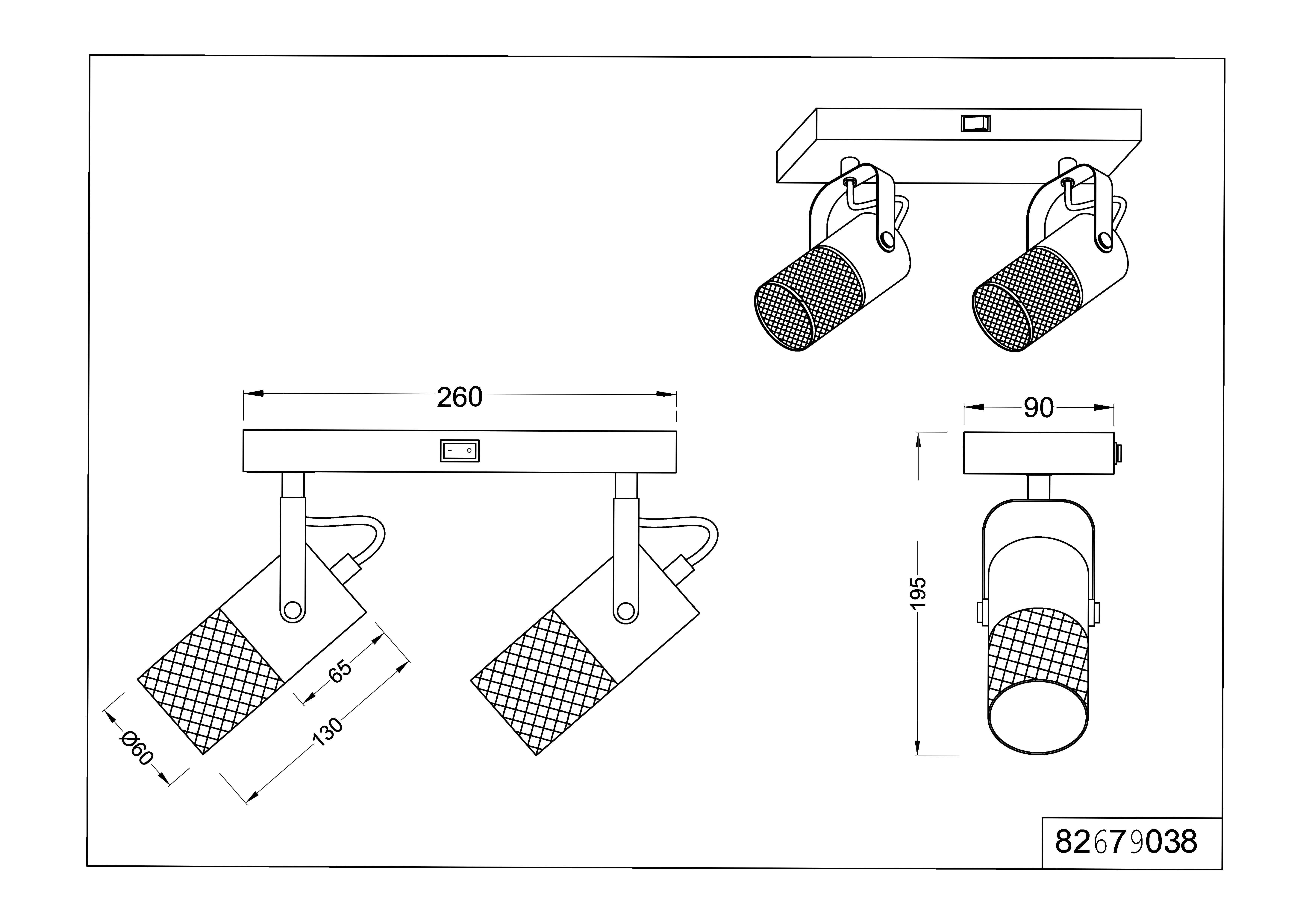 Candeeiro de teto TOSH E14 2 luzes madeira/metal - 3