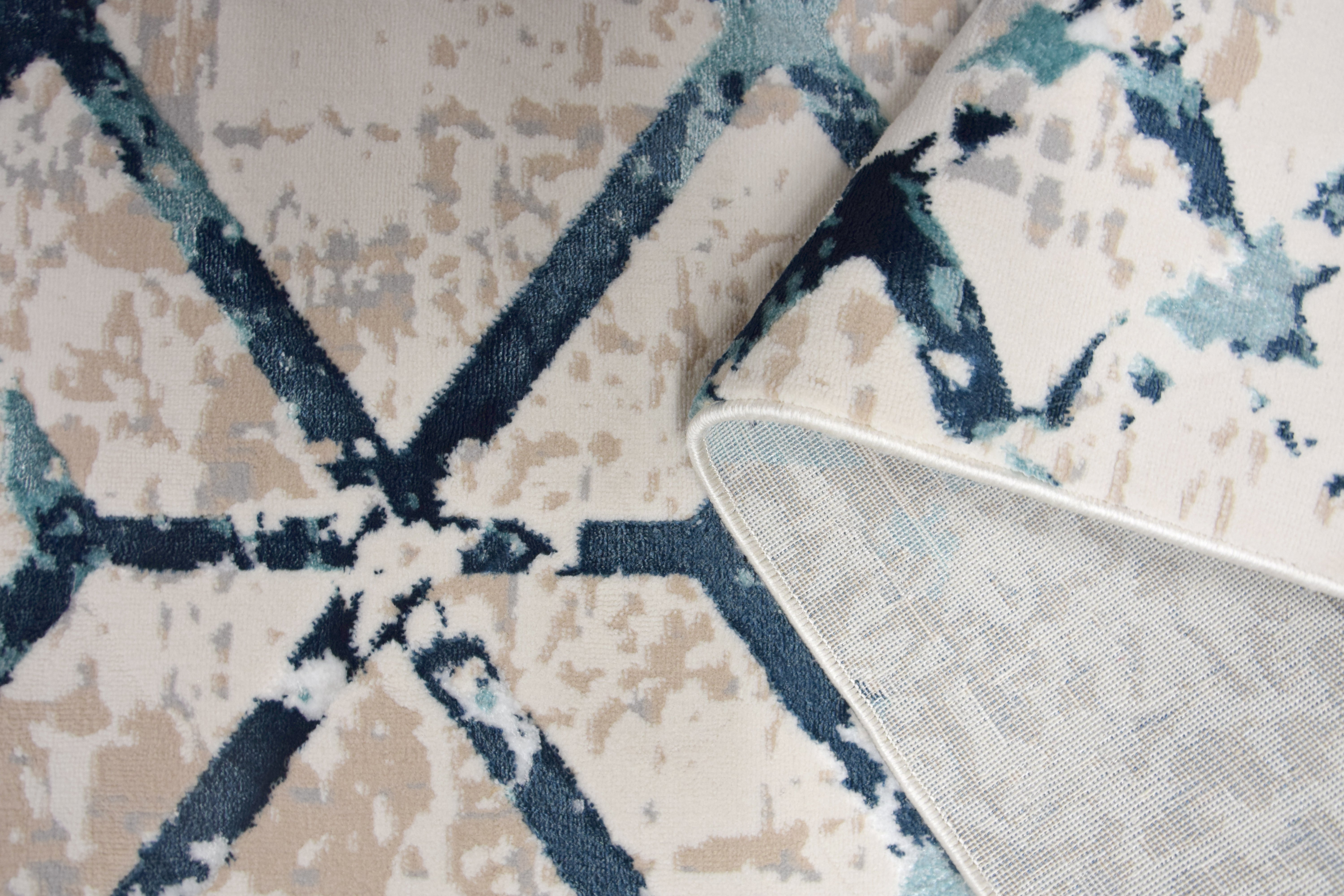 Tapete desenho Marbella 80 x150 cm azul/bege - 3