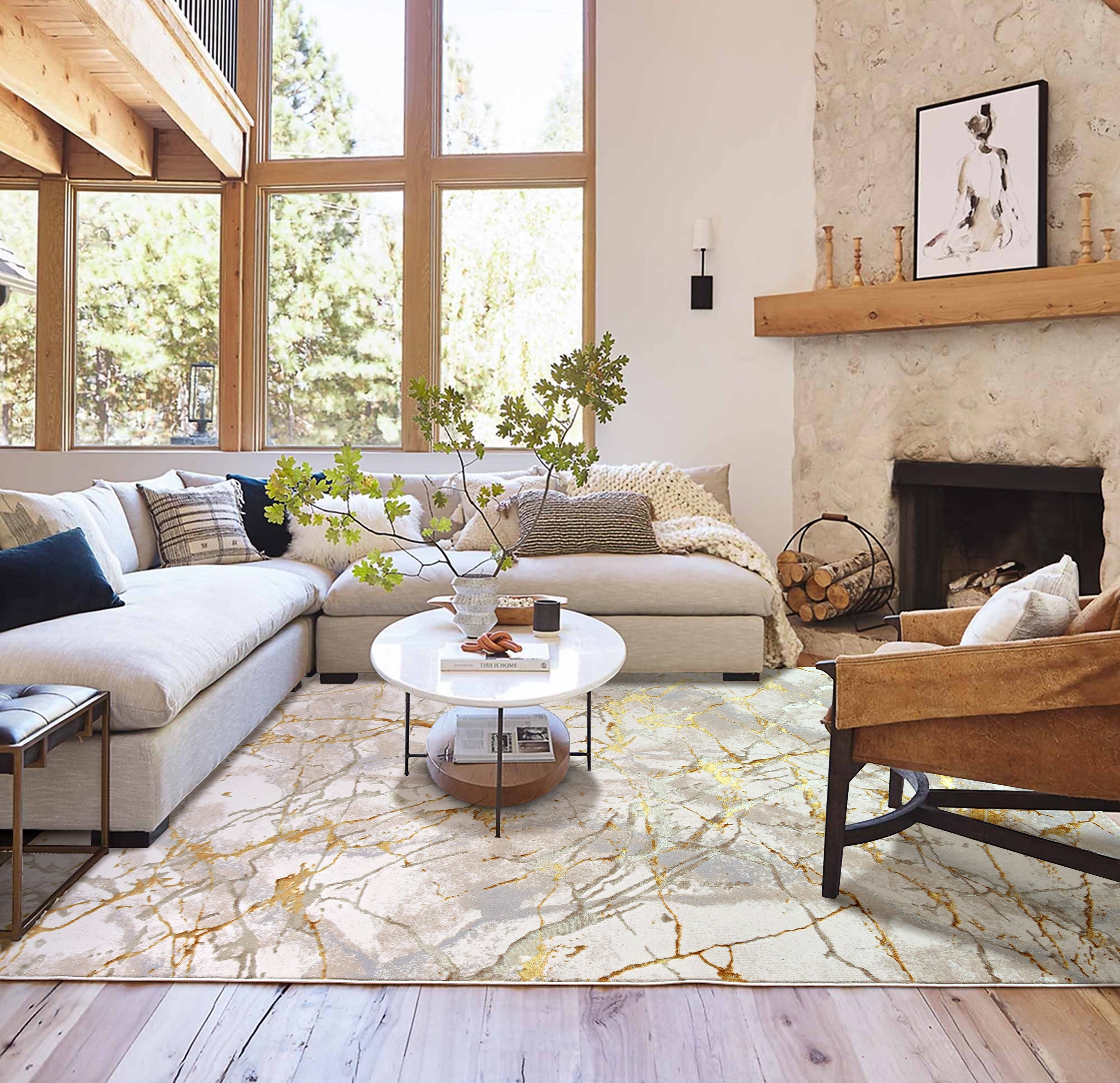 Tapete desenho Marbella 190 x290 cm amarelo/cinza - 2