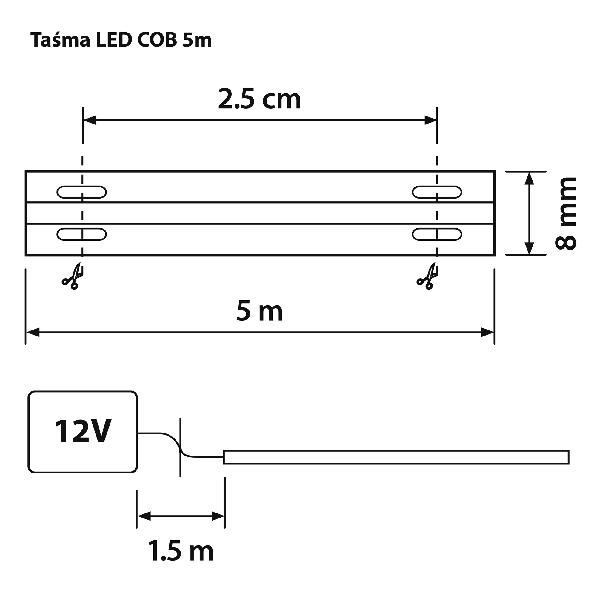 Taśma LED zestaw neutralna biel IP20 5 m Activejet - 2