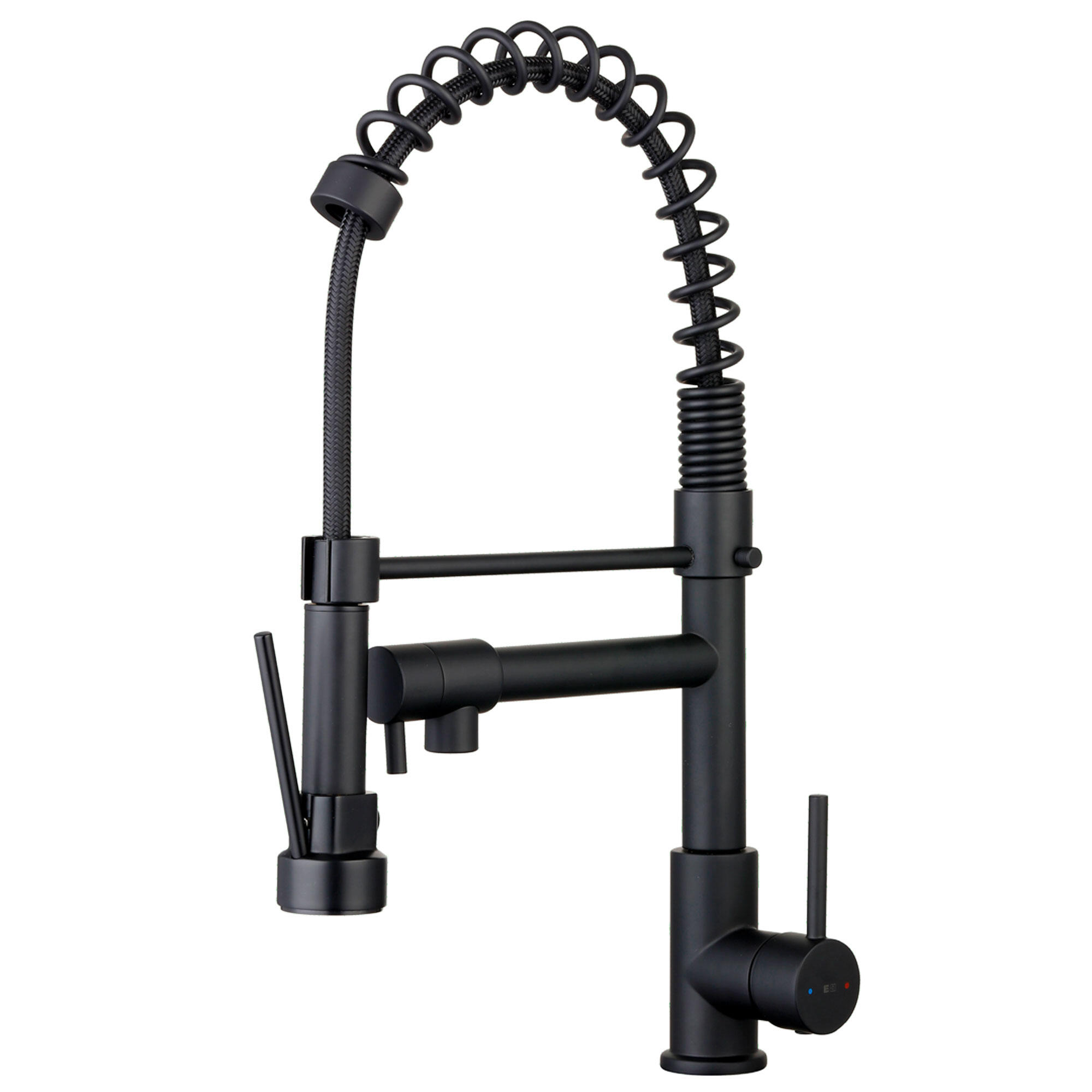 Grifo de cocina monomando alto+ducha essebagno big bro en negro