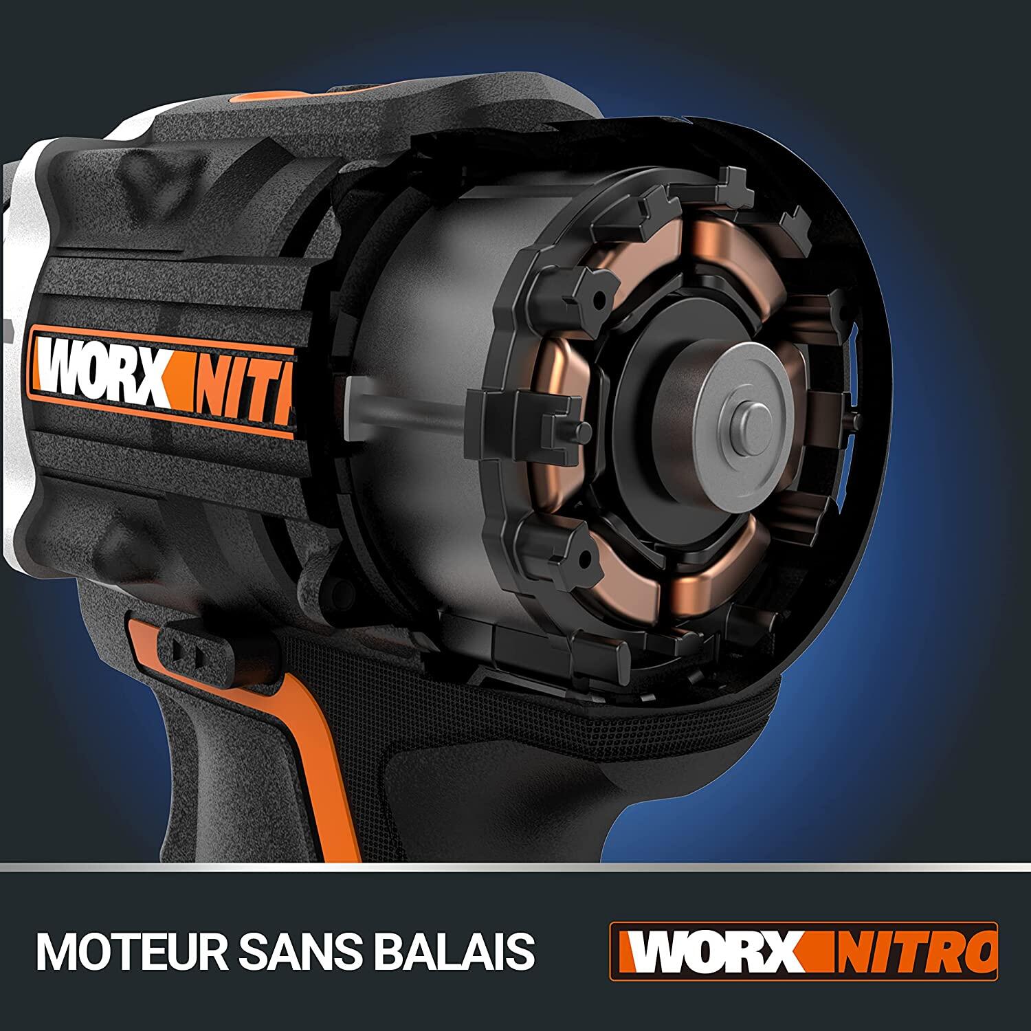 Perceuse à percussion Brushless 20V 60Nm WORX - WX352.1 (2 batteries 4Ah) - 7