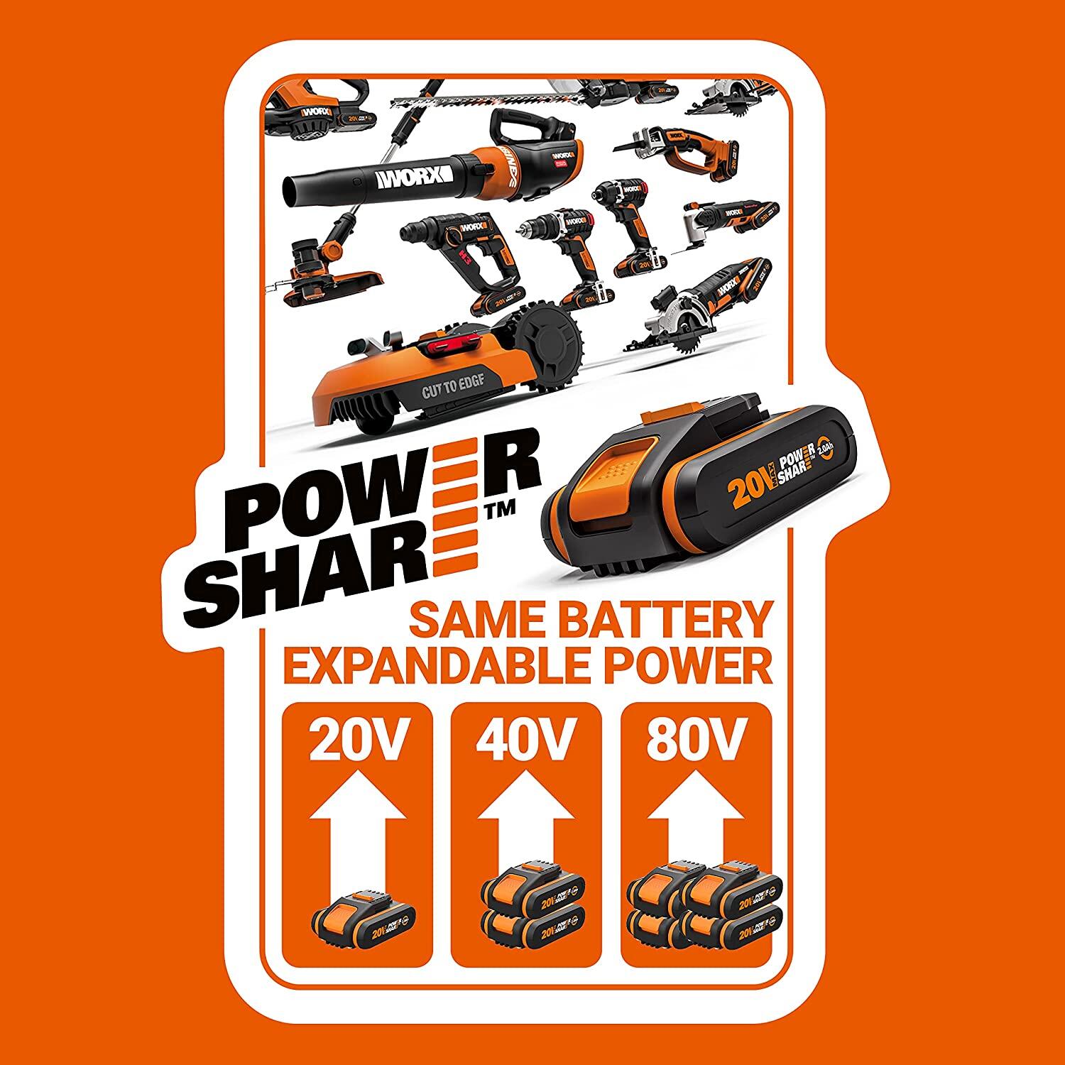 Perceuse à percussion Brushless 20V 60Nm WORX - WX352.1 (2 batteries 4Ah) - 9
