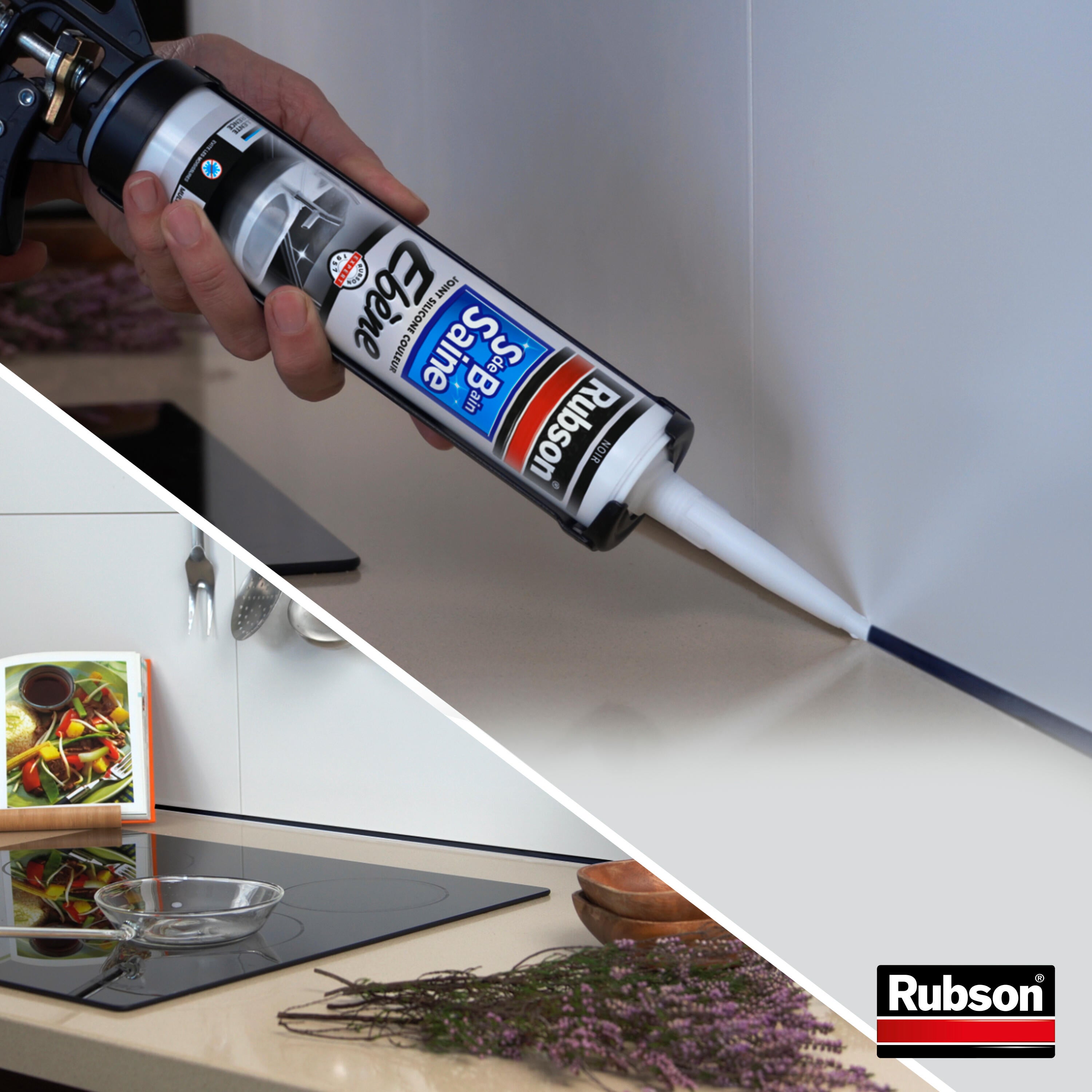 Silicone d'étanchéité Salle de bain saine RUBSON noir, 280 ml - 5