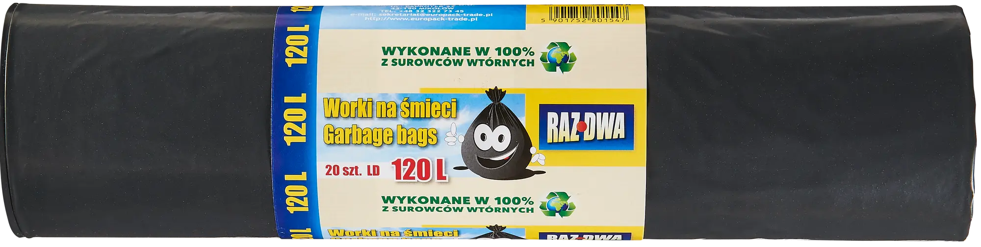 Worki na cięzkie odpady 120 l 20 szt. czarne