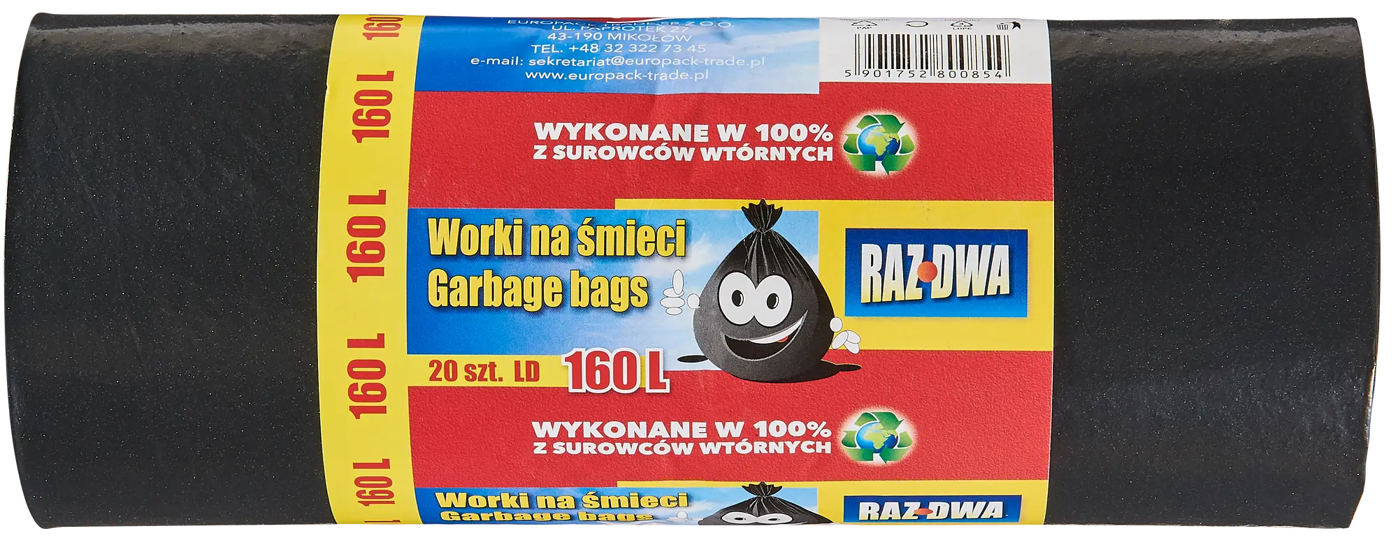 Worki na śmieci 160 l 20 szt. czarne