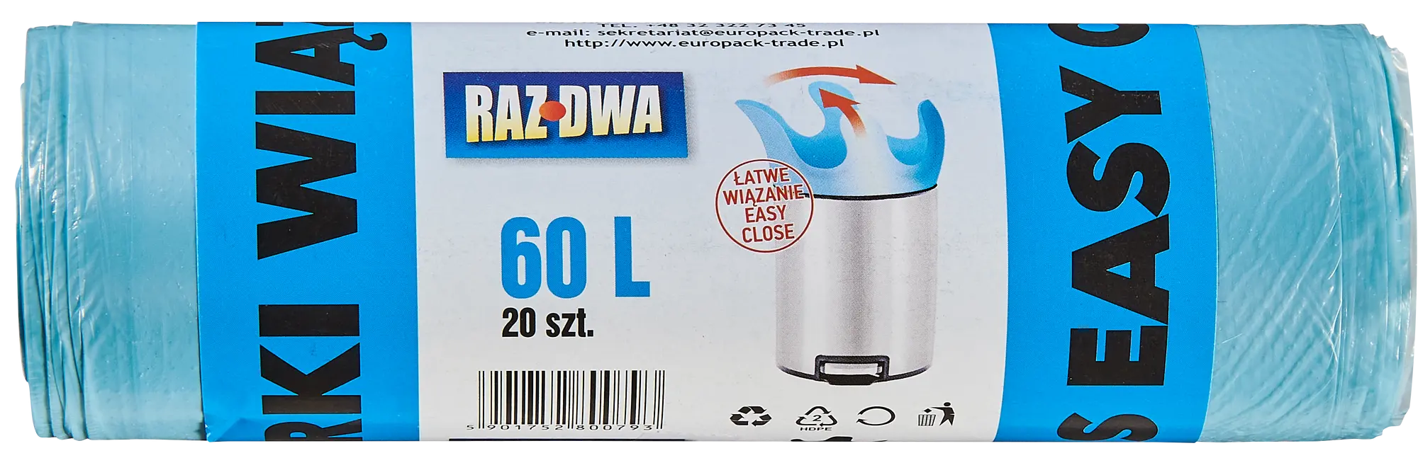 Worki na śmieci 60 l 20 szt. niebieskie