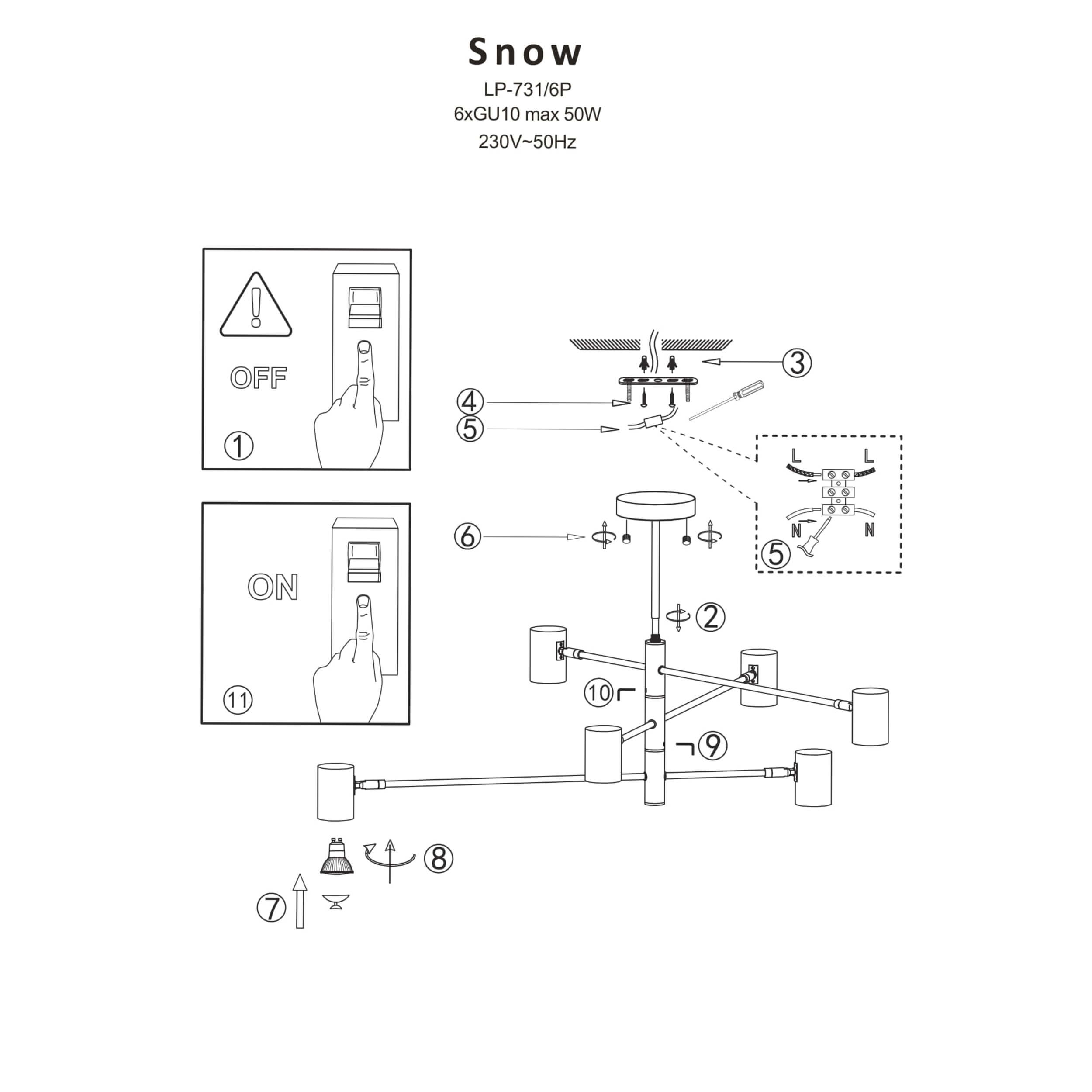 Lampa wisząca Snow złota 6 x GU10 Light Prestige - 4