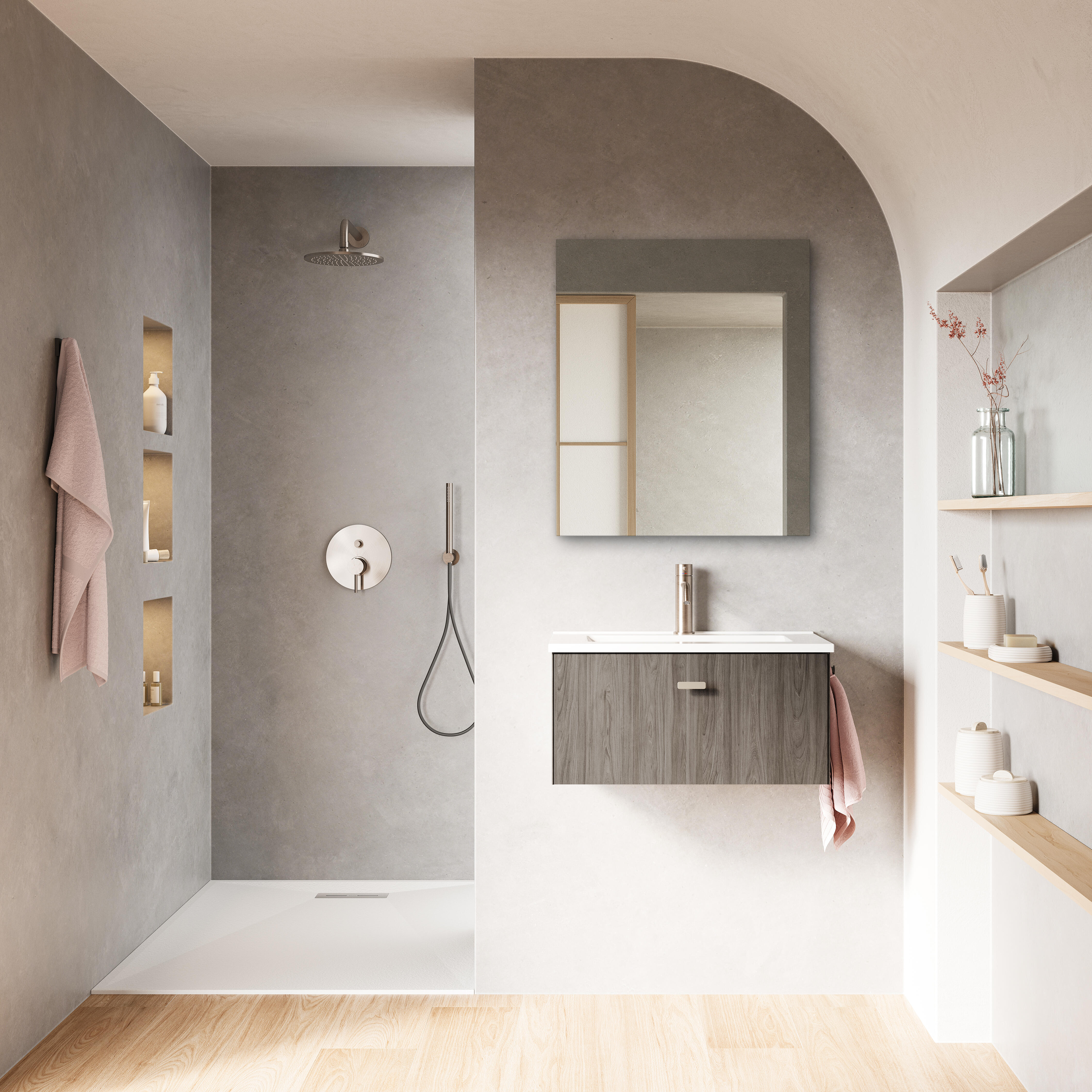 Mueble de baño con lavabo mei roble gris 60x35 cm