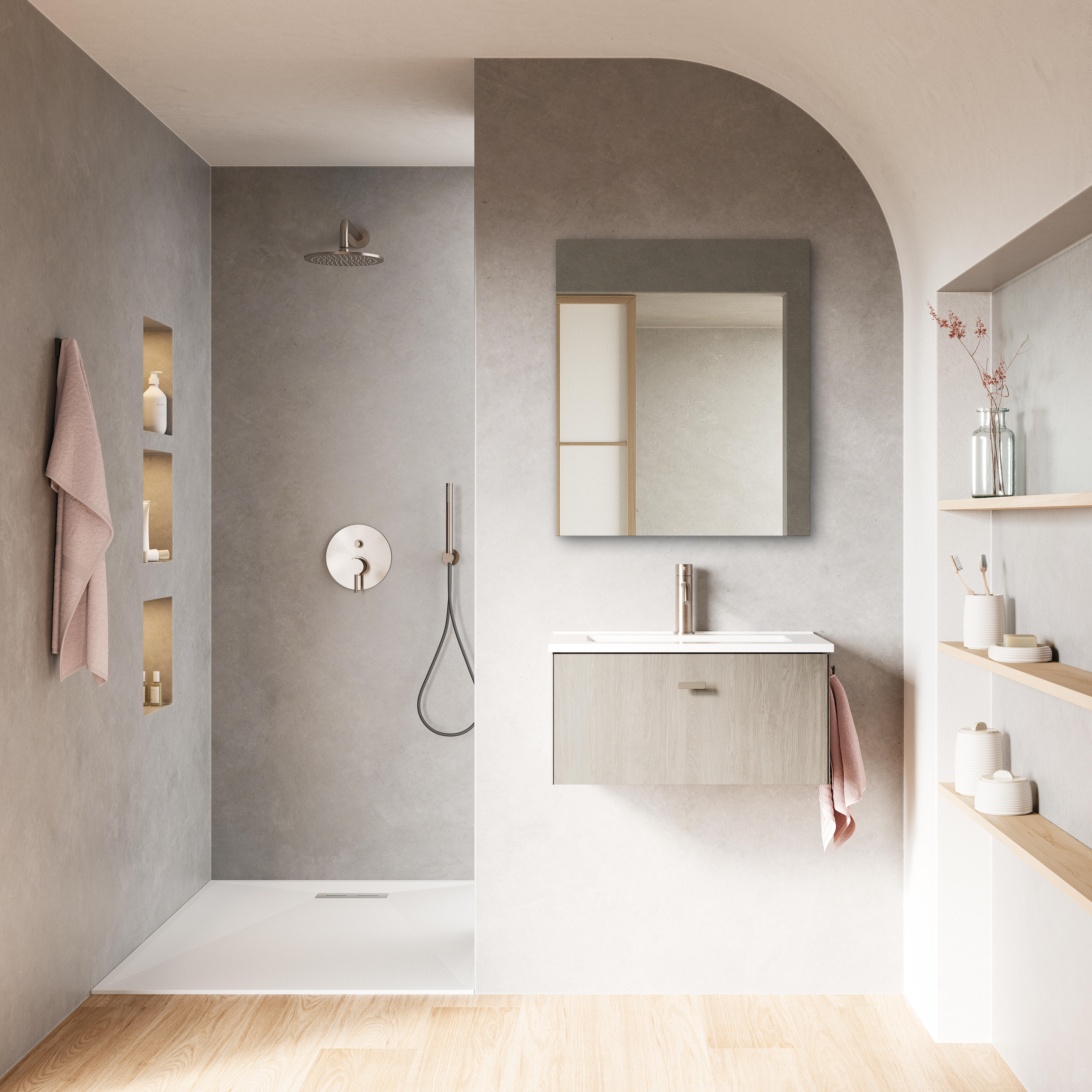 Mueble de baño con lavabo mei roble claro 60x35 cm