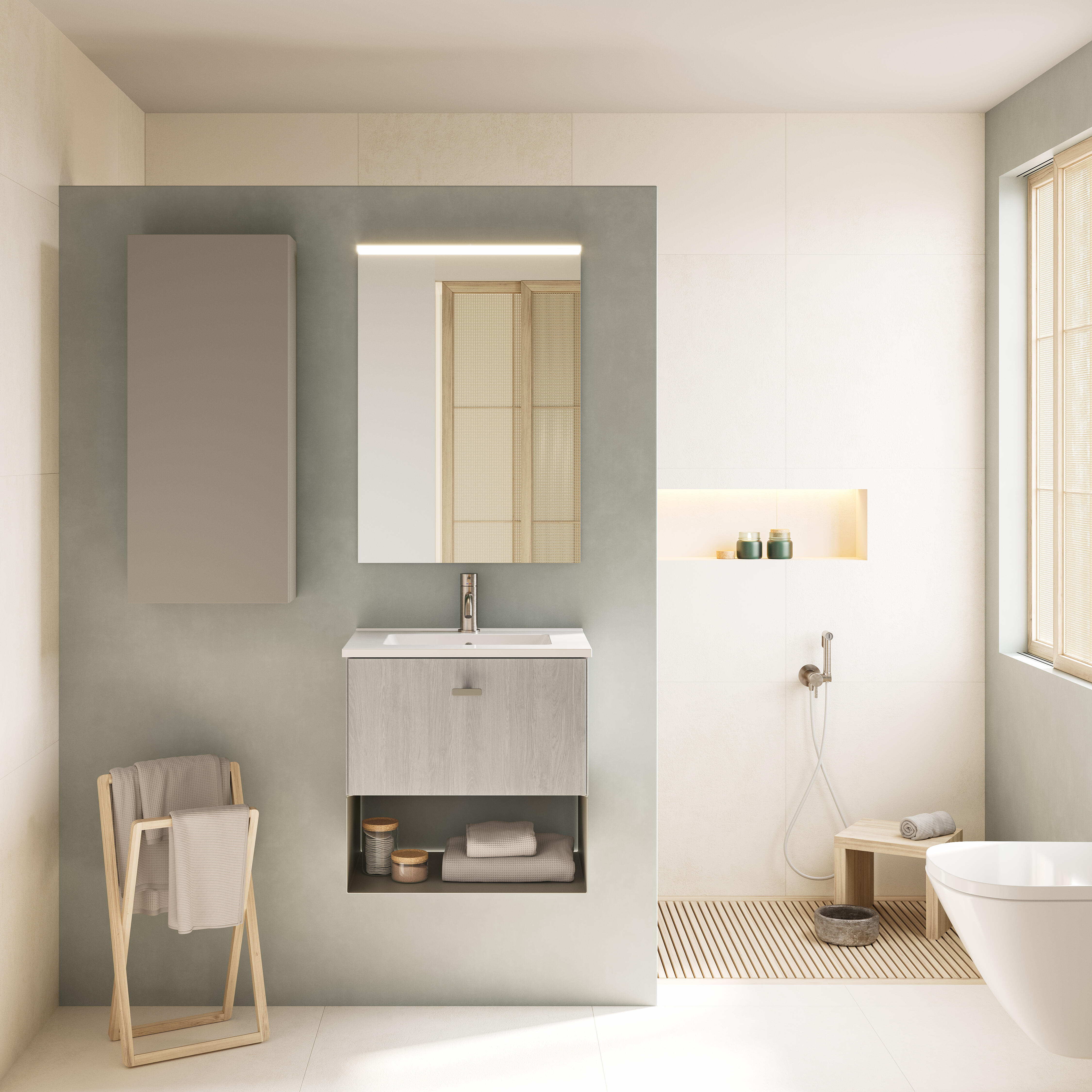 Mueble de baño con lavabo mei roble claro 50x35 cm