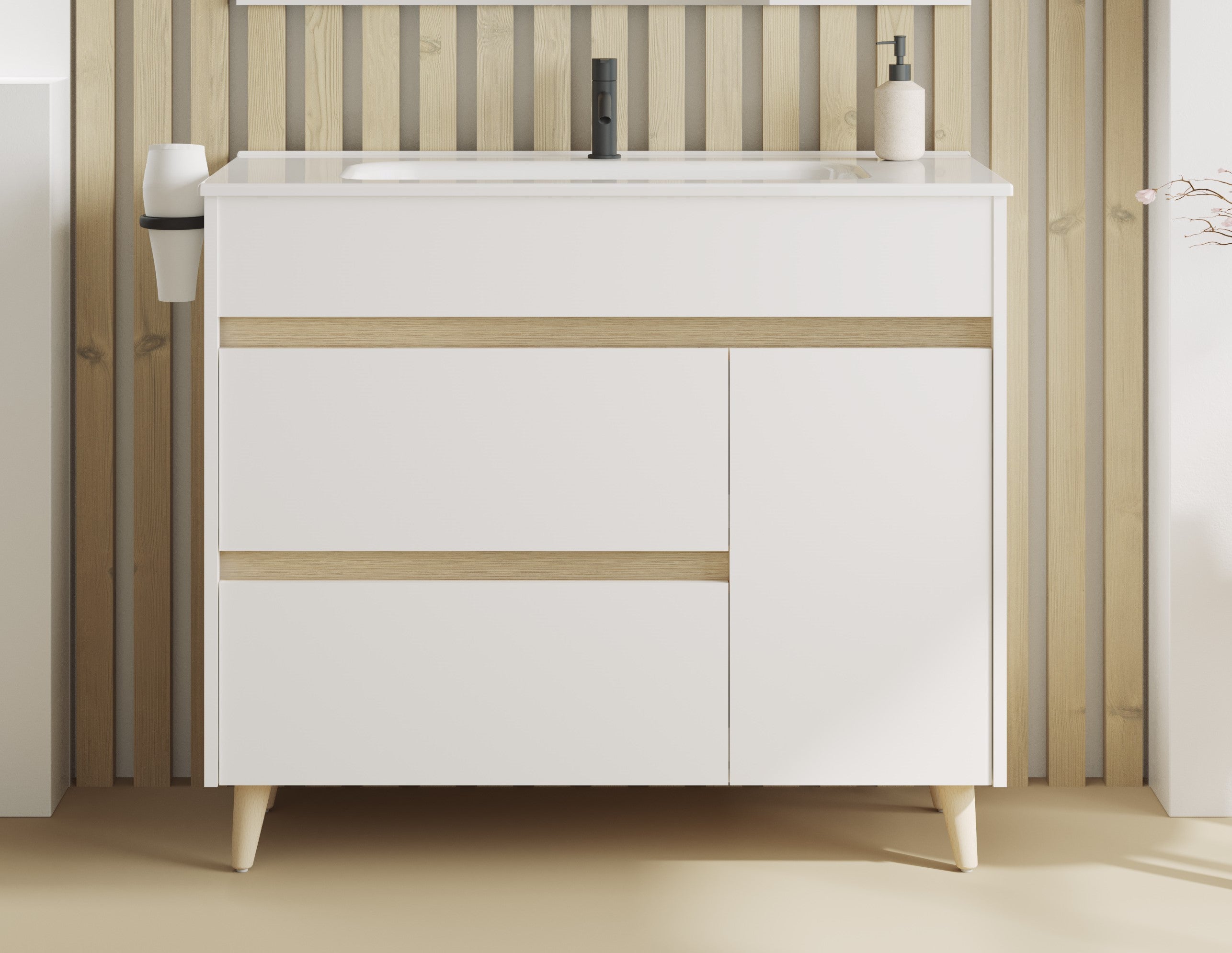 Mueble de baño con lavabo kaori blanco brillante 80x46 cm