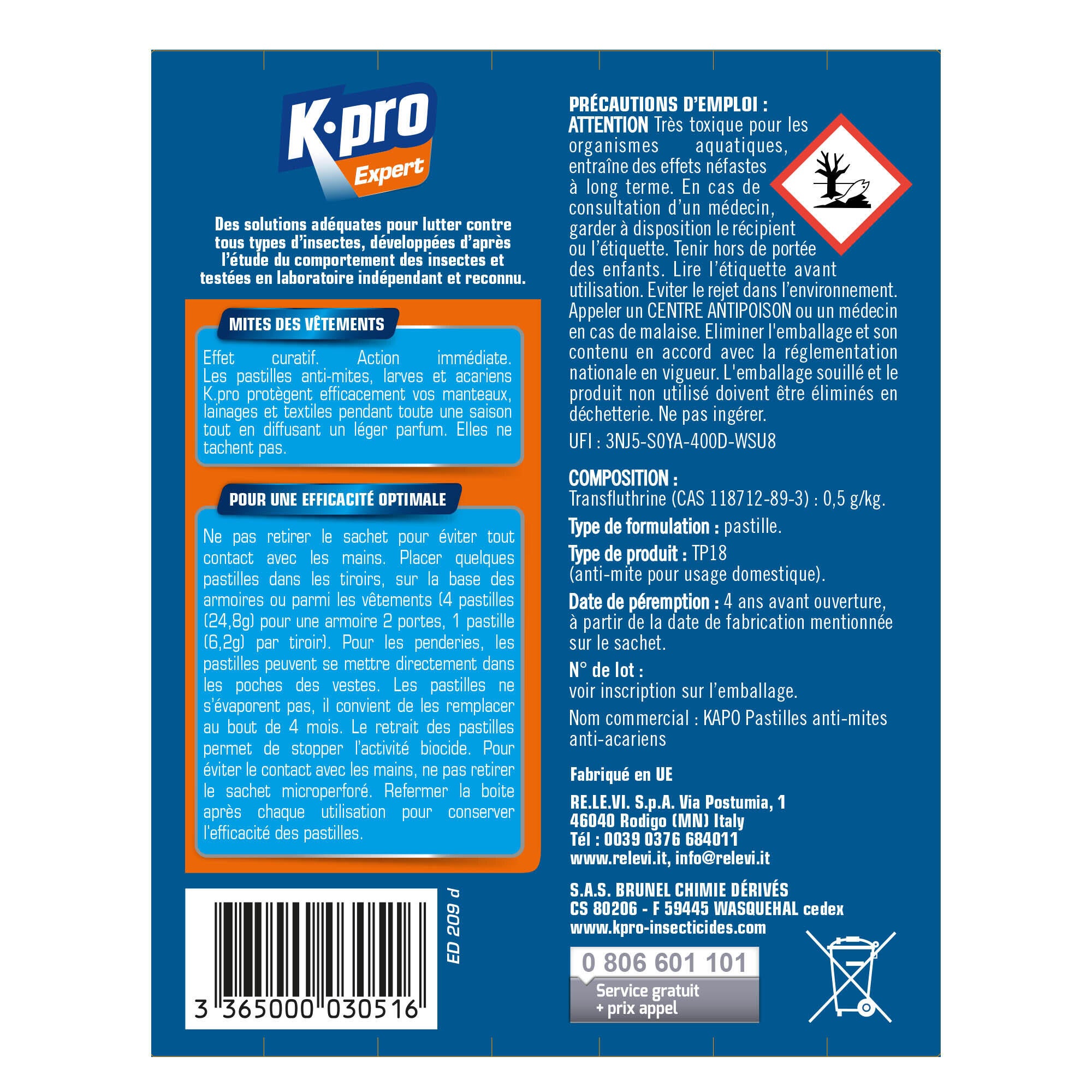 Lot de 20 insecticides mites de vêtement K.PRO - 3
