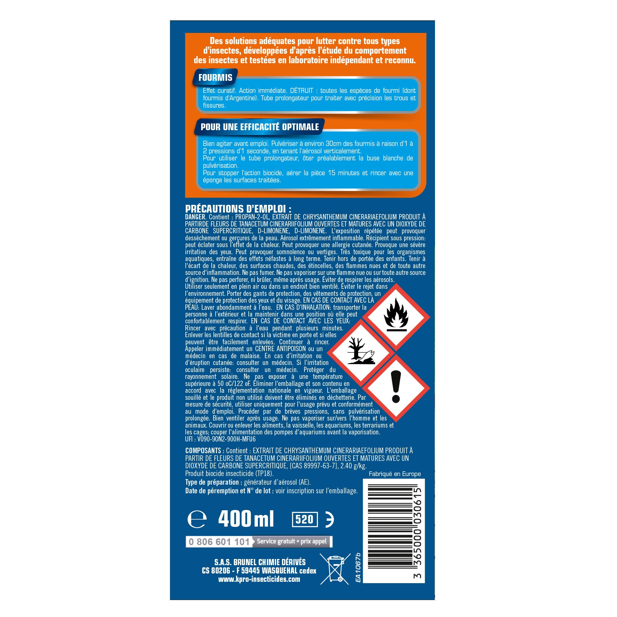 Aérosol insecticide spray fourmis, Expert, action radicale K.PRO, 400 ml - 2
