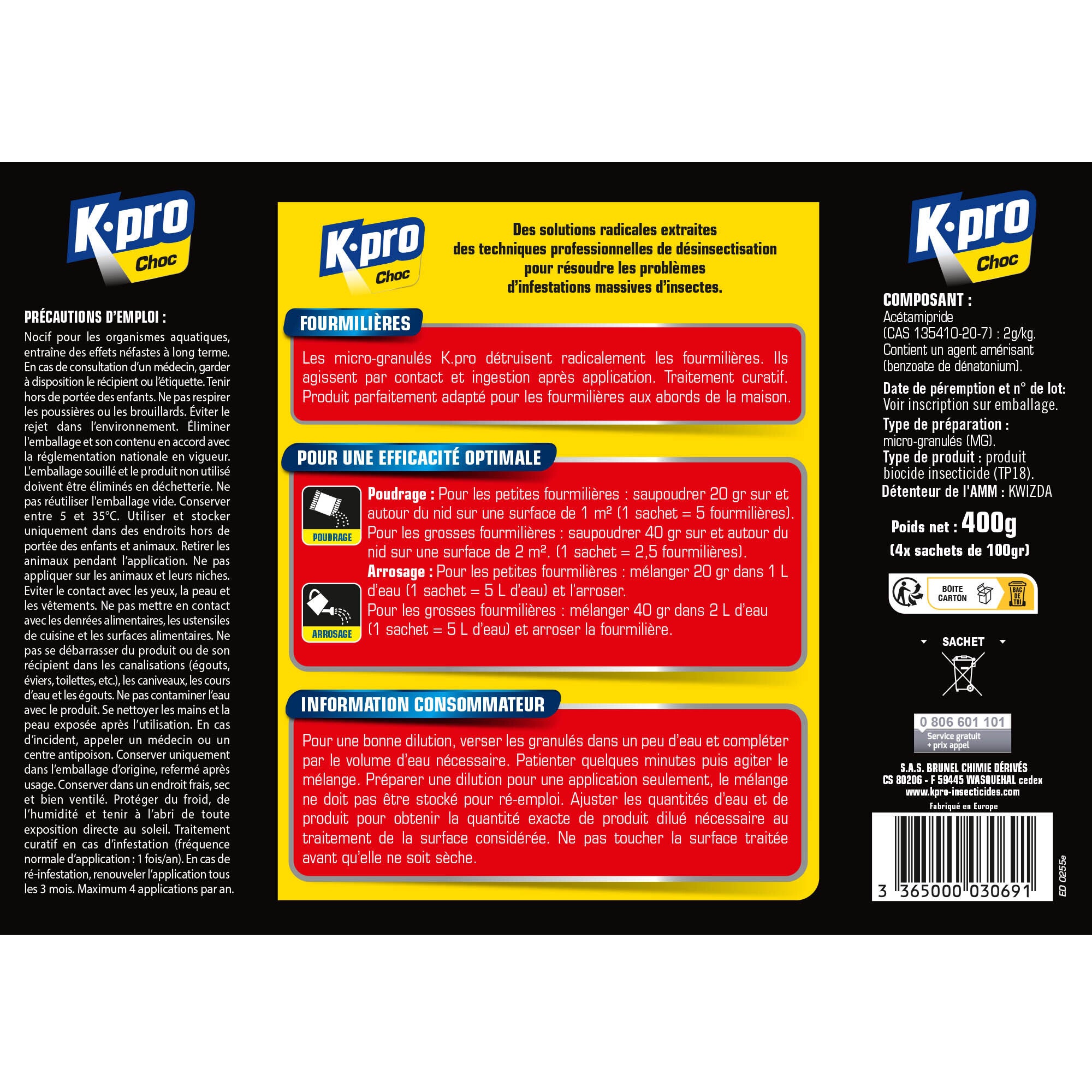 Piège olfactif granulé fourmis et fourmilieres, Destructeur, choc K.PRO, 400 gr - 2