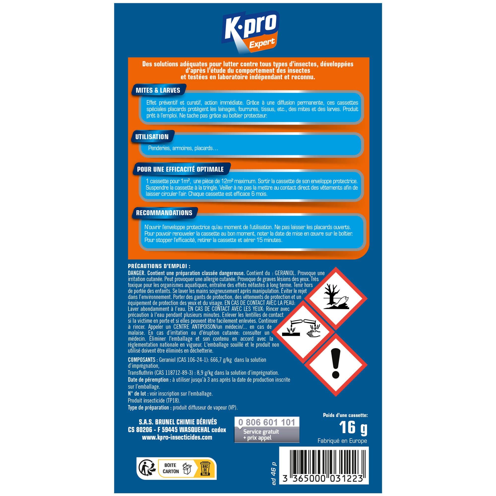 Lot de 2 Cartouche de répulsif mites et larves K.PRO - 3