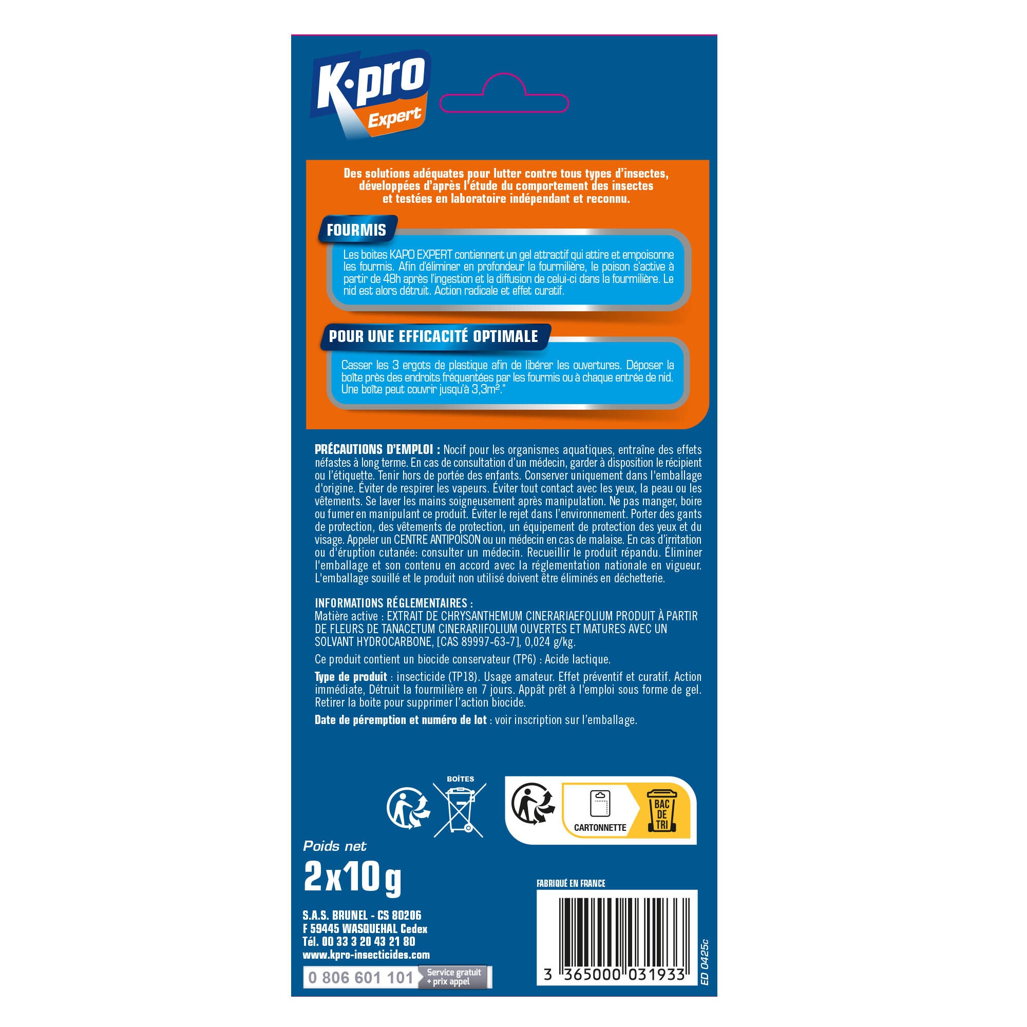 Lot de 2 pièges fourmis, Appât formicide 10g K.PRO - 2