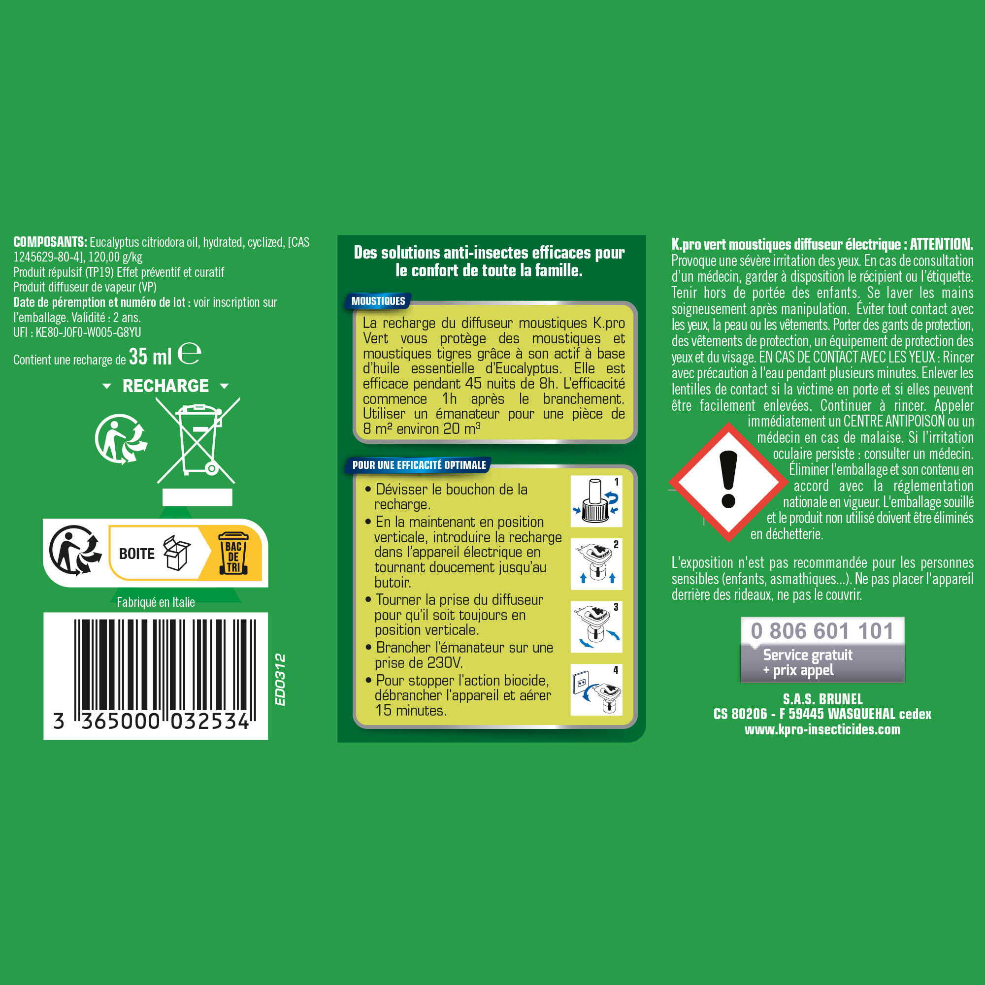 Diffuseur liquide d'insecticide bloc moustiques, Vert K.PRO, + 1 recharge - 2