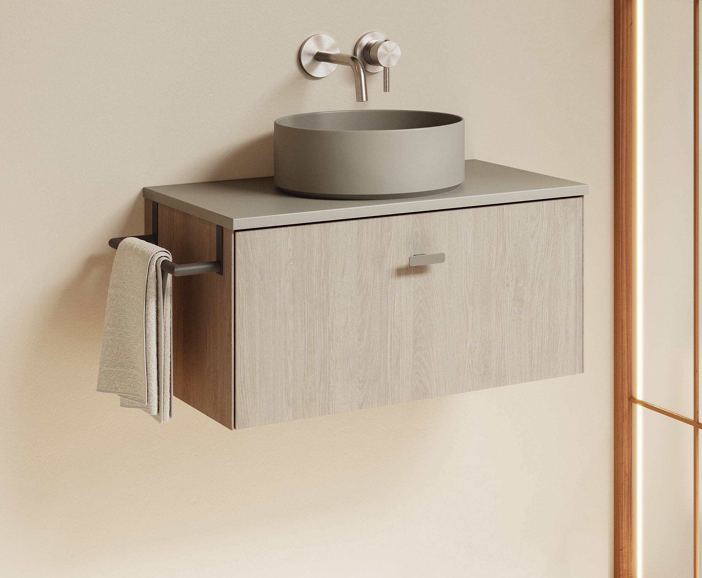 Mueble de baño con lavabo mei top roble claro 60x35 cm