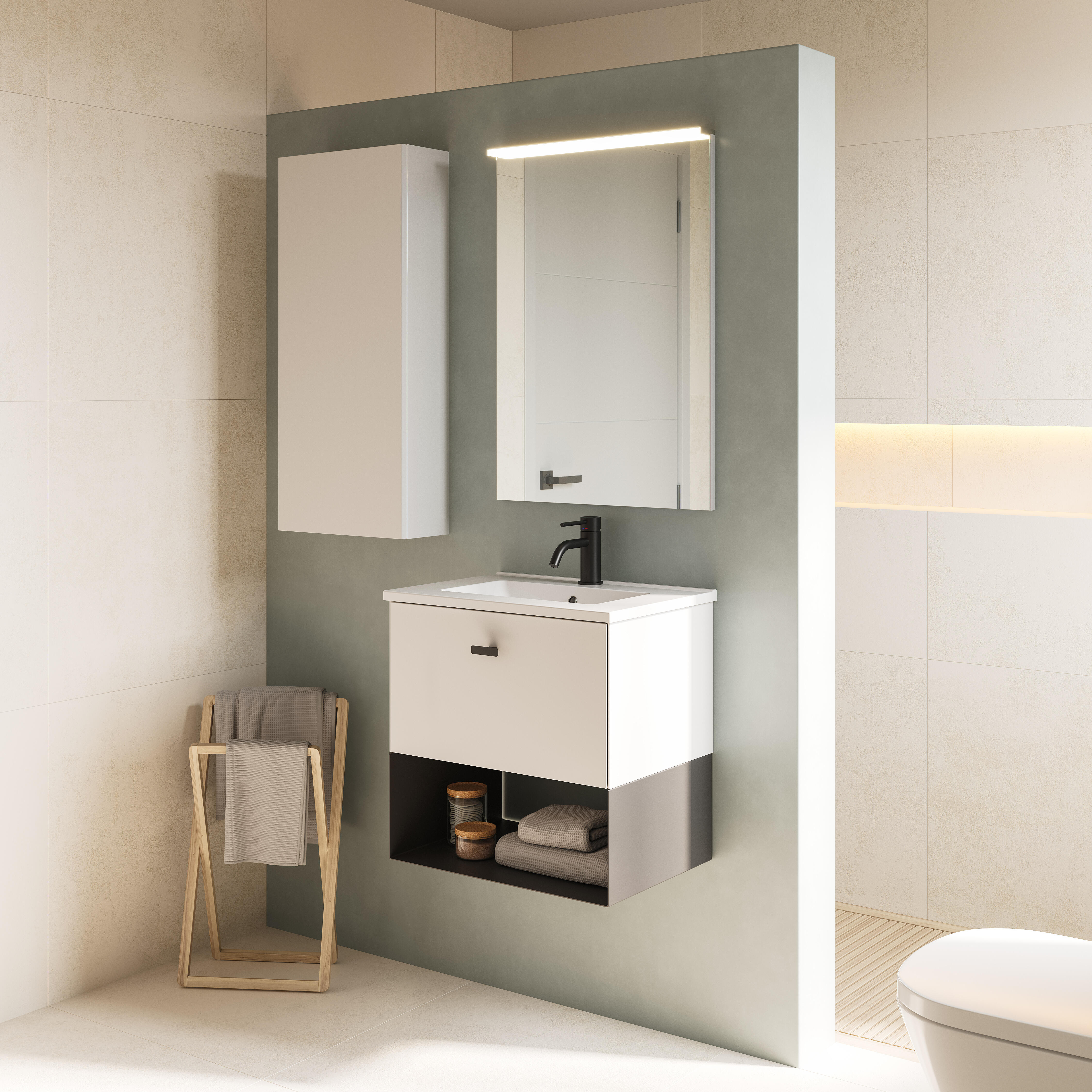 Mueble de baño con lavabo mei blanco 60x35 cm