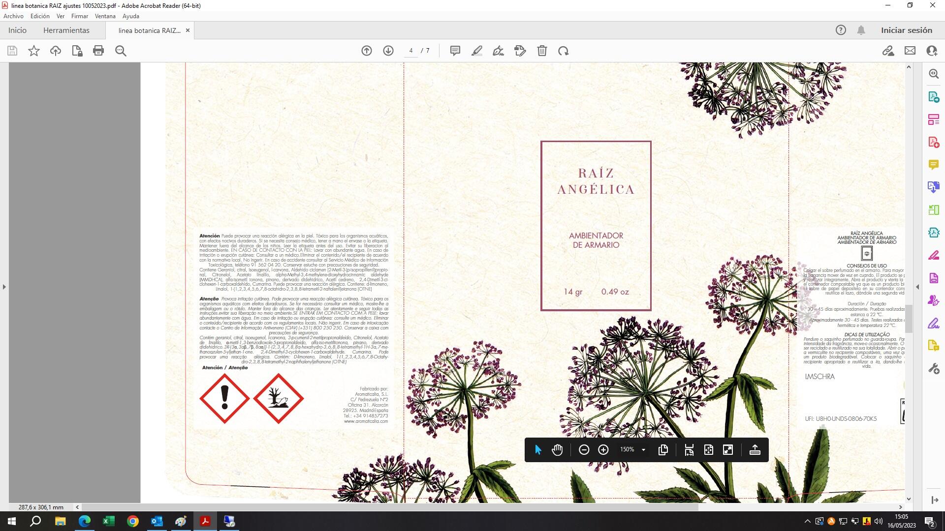 Ambientador  de armario Raíz Angélica  14 ml - 7