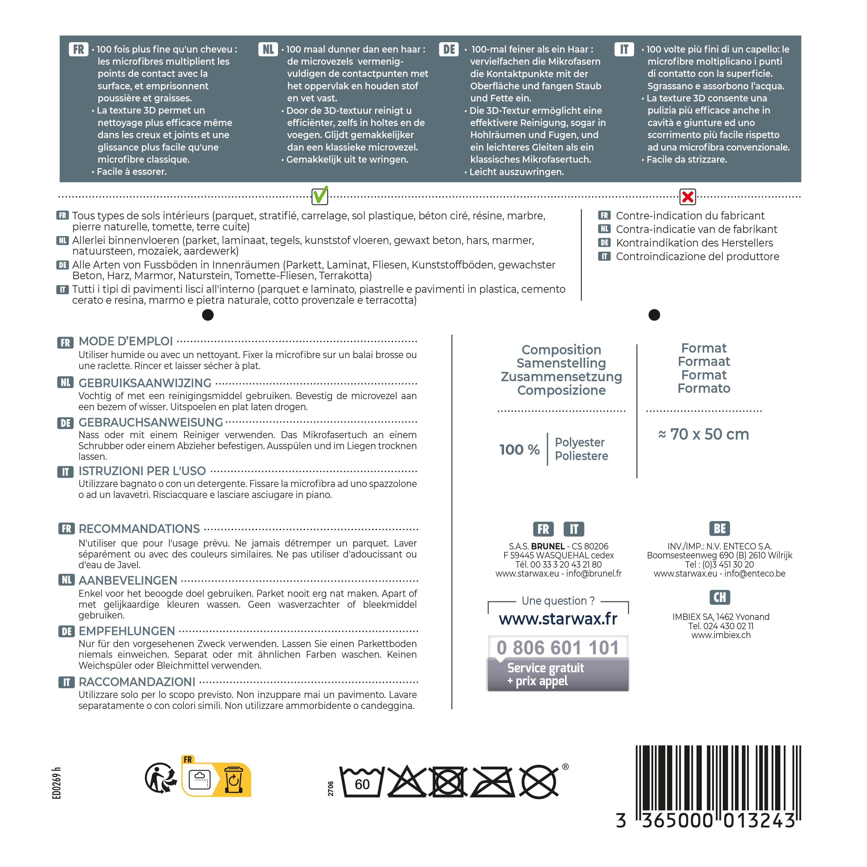 Serpillière microfibre polyester nettoyage quotidien STARWAX - 4