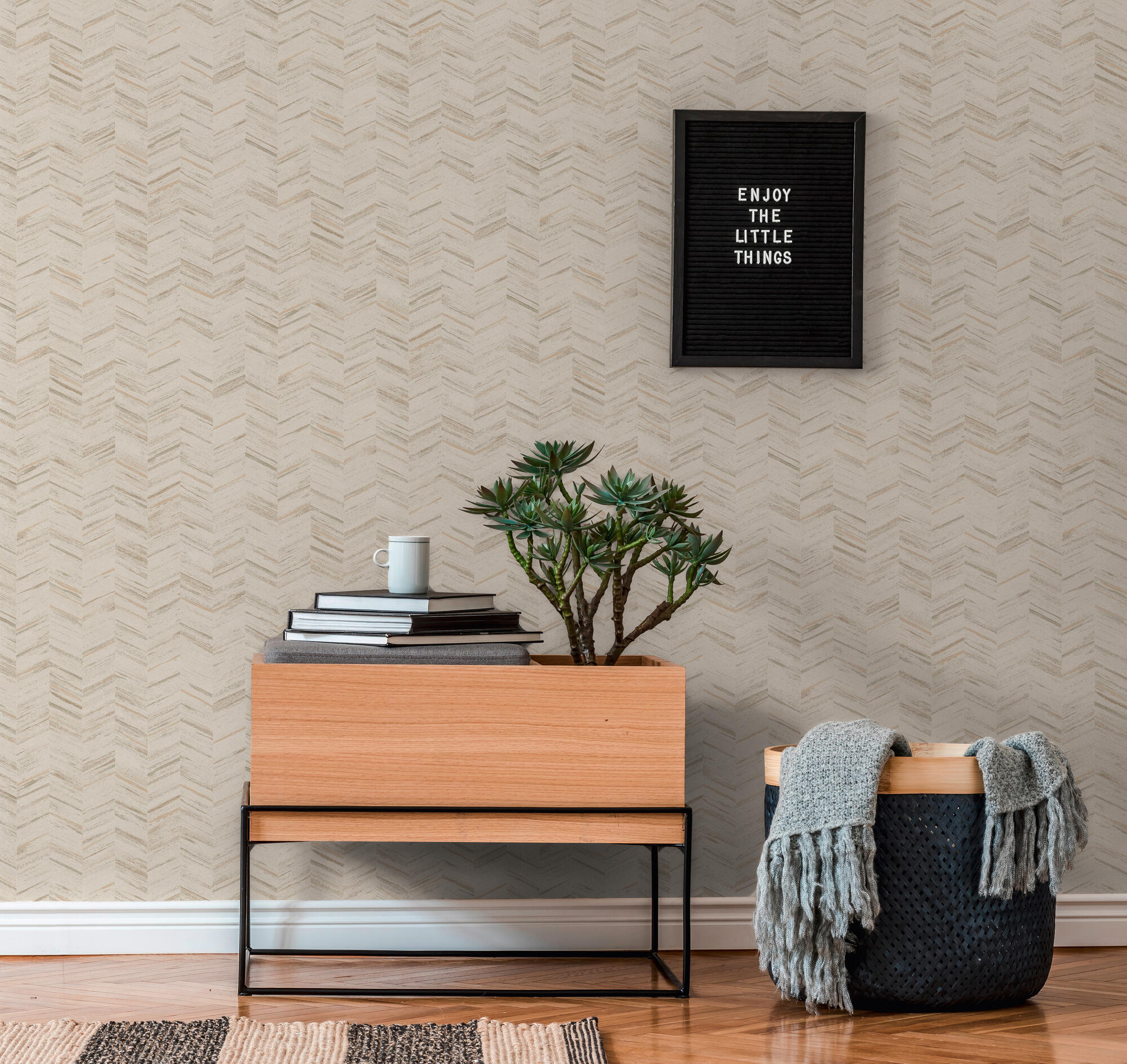 Papel pintado vinilo aplicación cola en pared Geométrico Geo-effect 383096 beige  A.S. CREATION 53cmx10.05m superlavable apto para cocinas o baños - 7