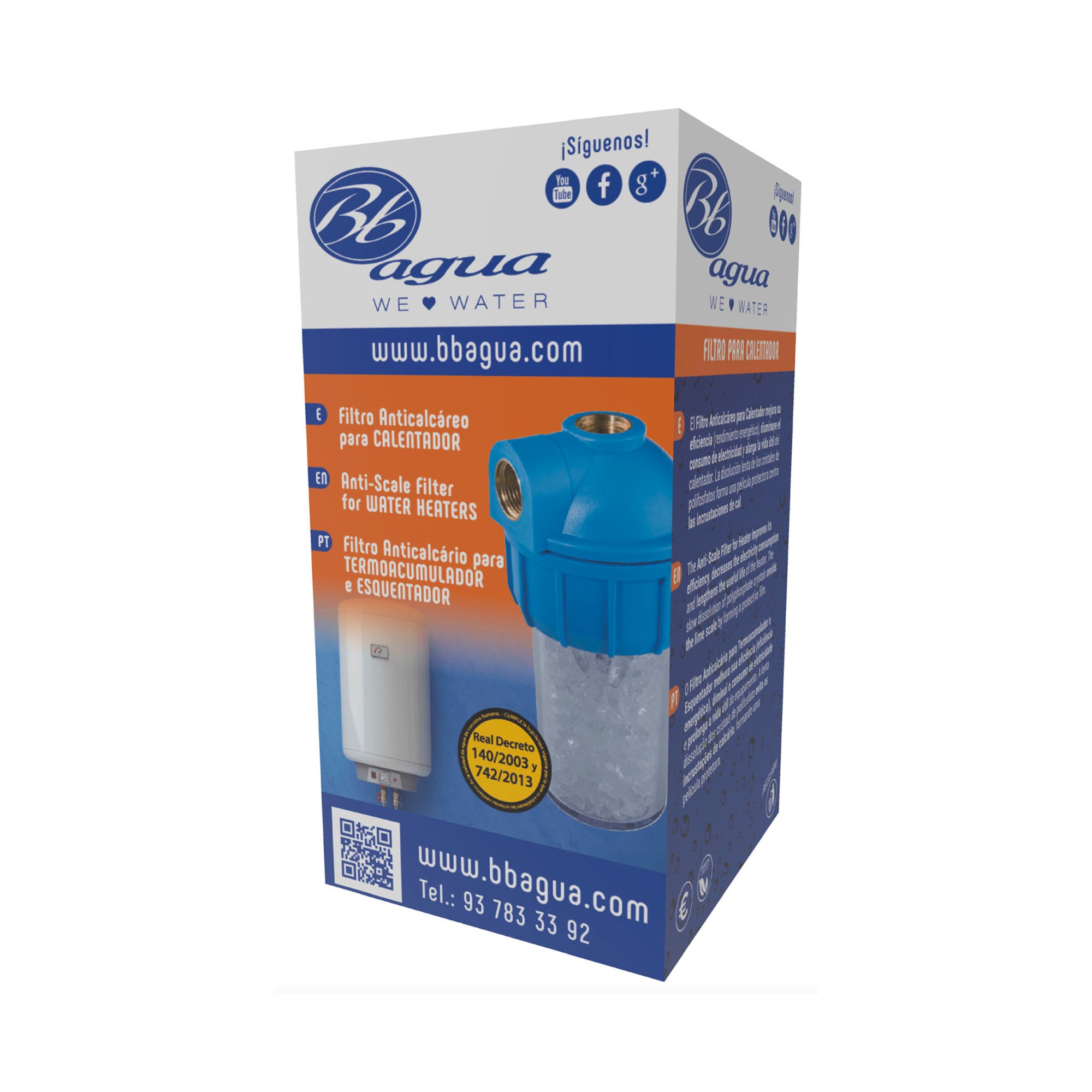 Vaso contenedor con filtro de polifosfatos para calentador BBAGUA - 5