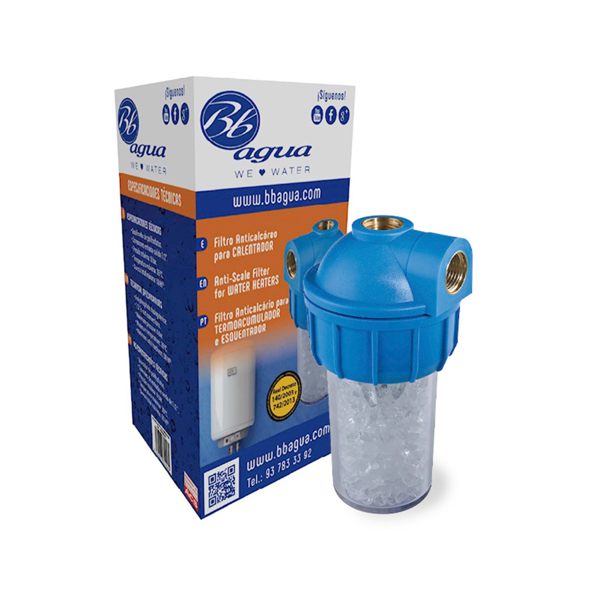 Vaso contenedor con filtro de polifosfatos para calentador BBAGUA - 4