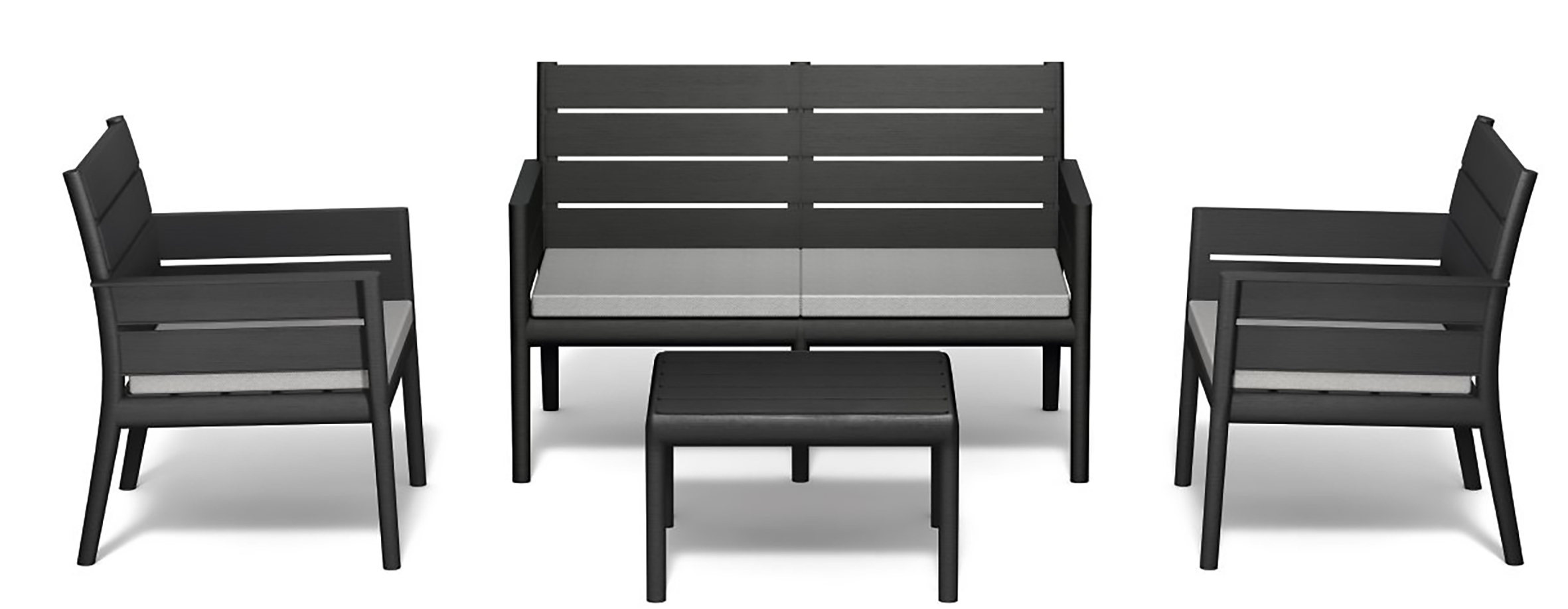 Salon bas de jardin PANKA anthracite résine recyclée, 4 personnes - 2