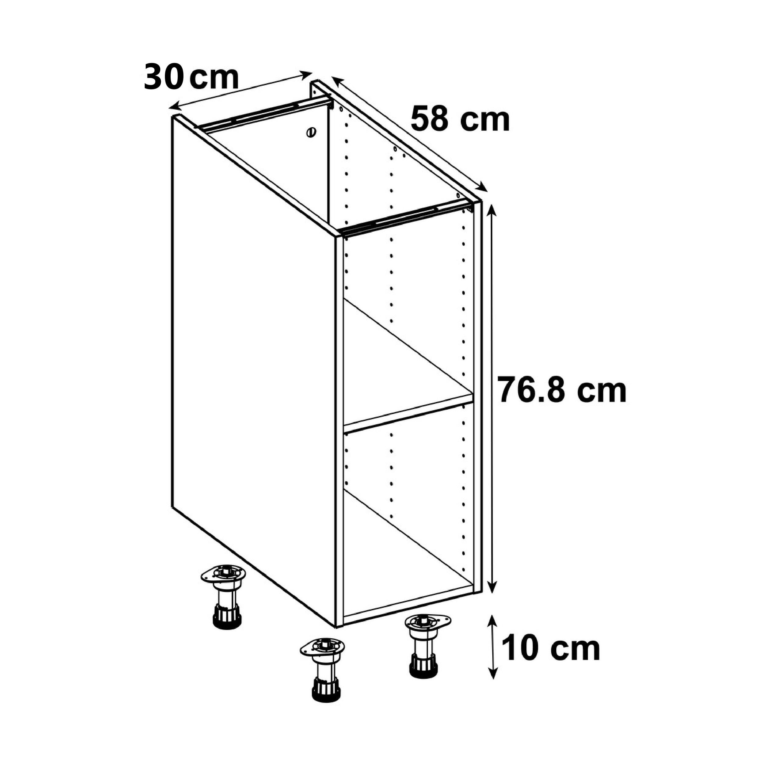 Caisson bas de cuisine DELINIA ID effet bois H.76.8 x l.30 x P.58 cm - 2