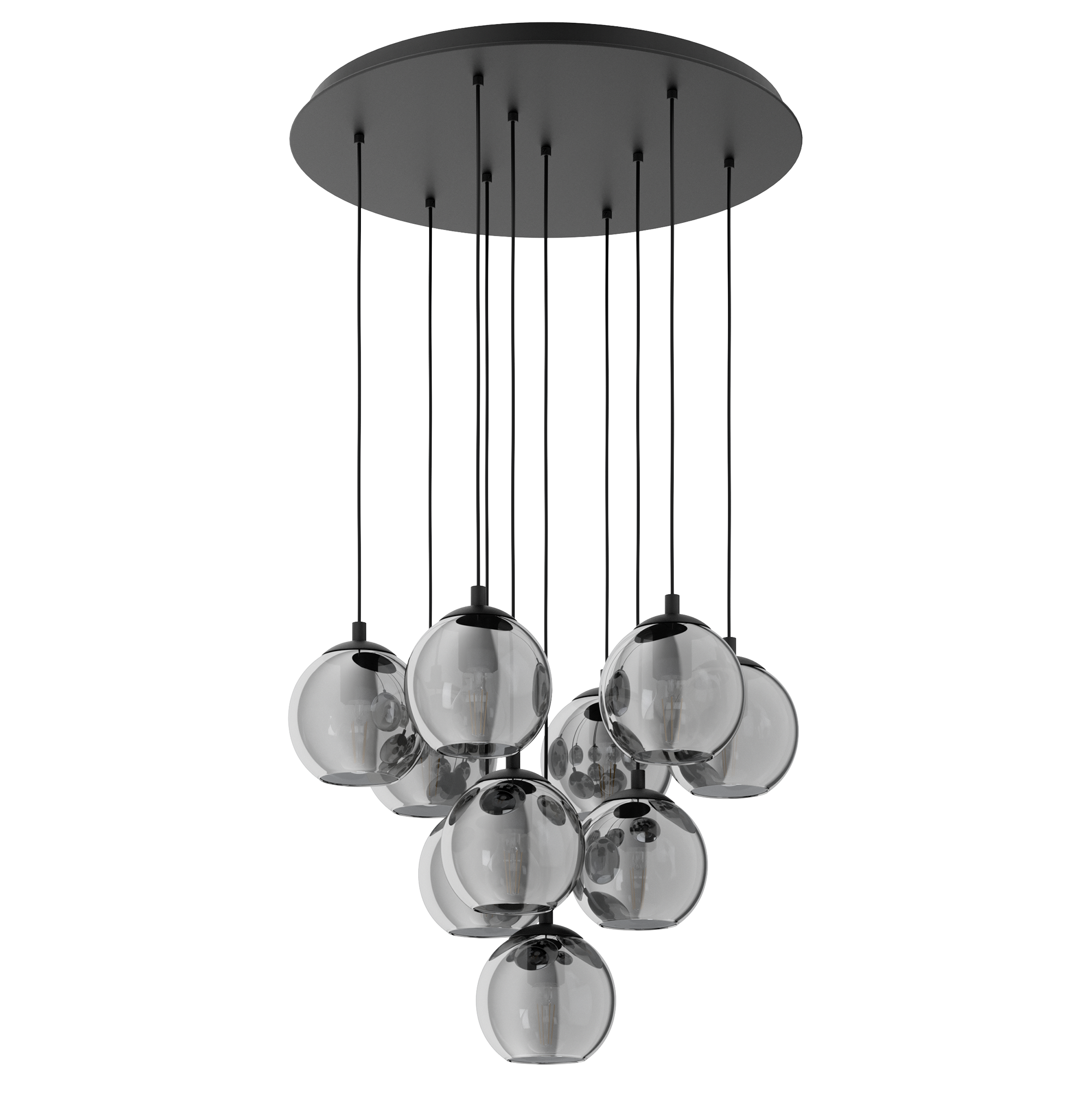 Lámpara de techo led ariscani eglo negra 10 luces e27