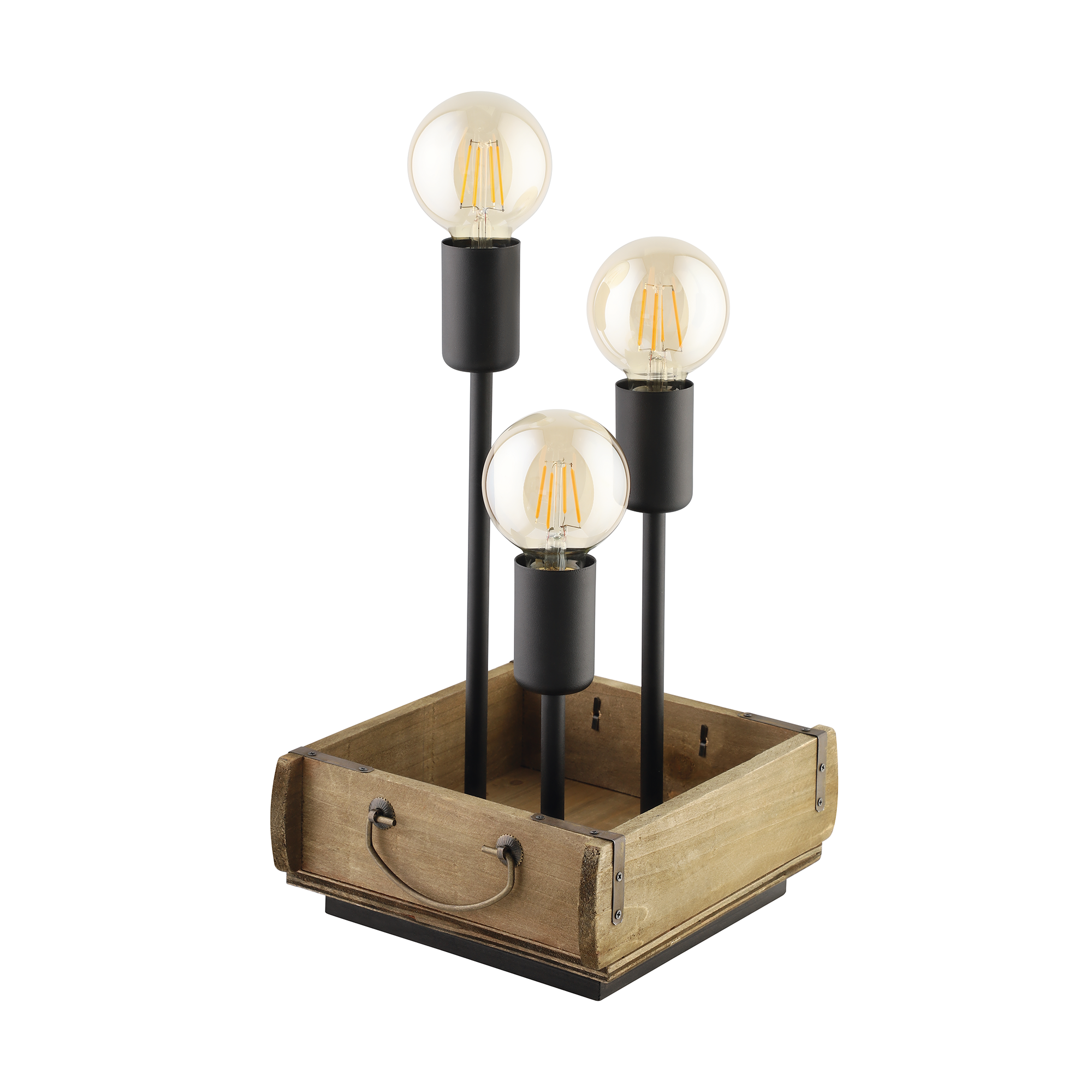 Lámpara de mesa wootton 3 luces e27 cm marrón