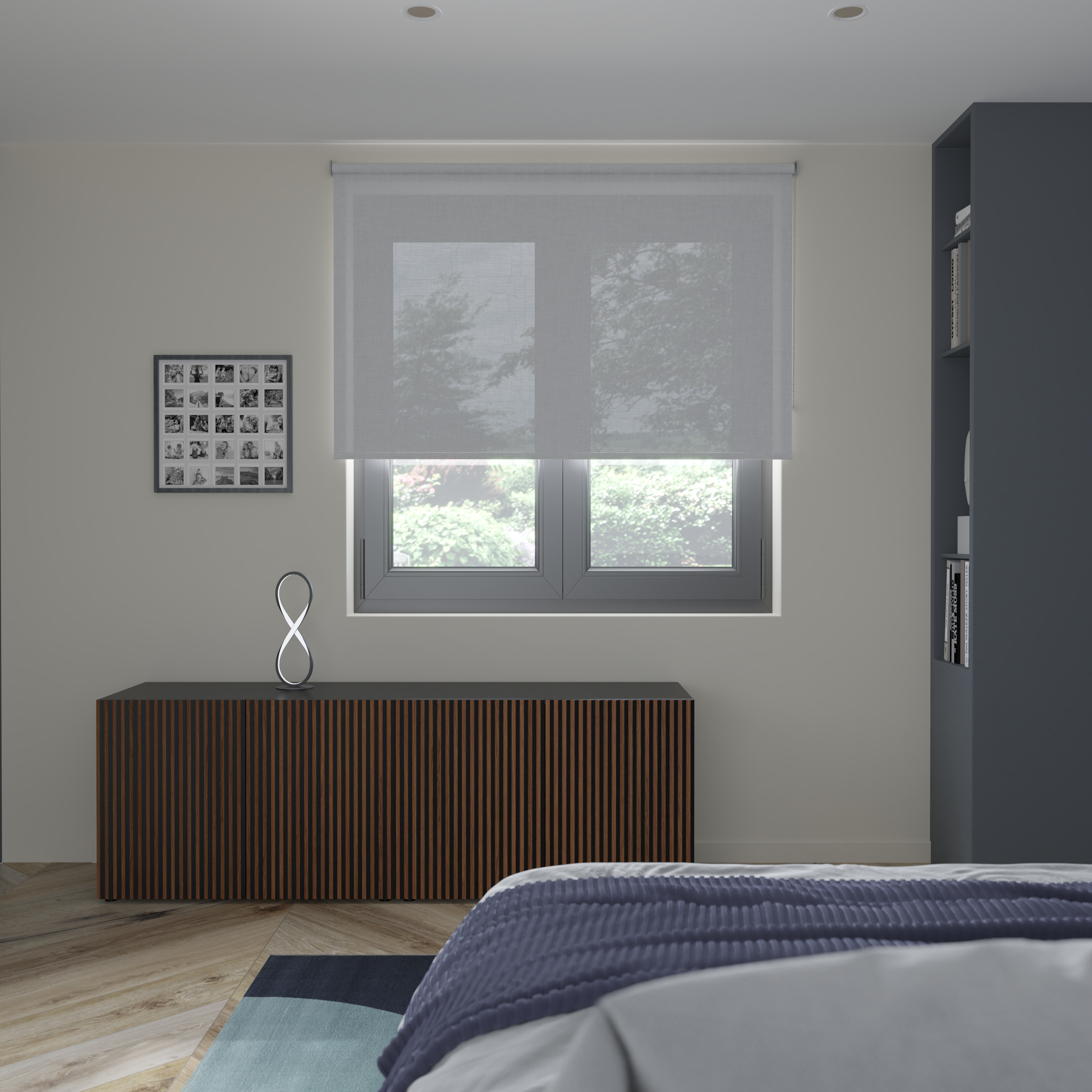 Estor enrollable screen 10% térmico con cadena Puebla pvc liso blanco / perla INSPIRE de 135x250cm - 7