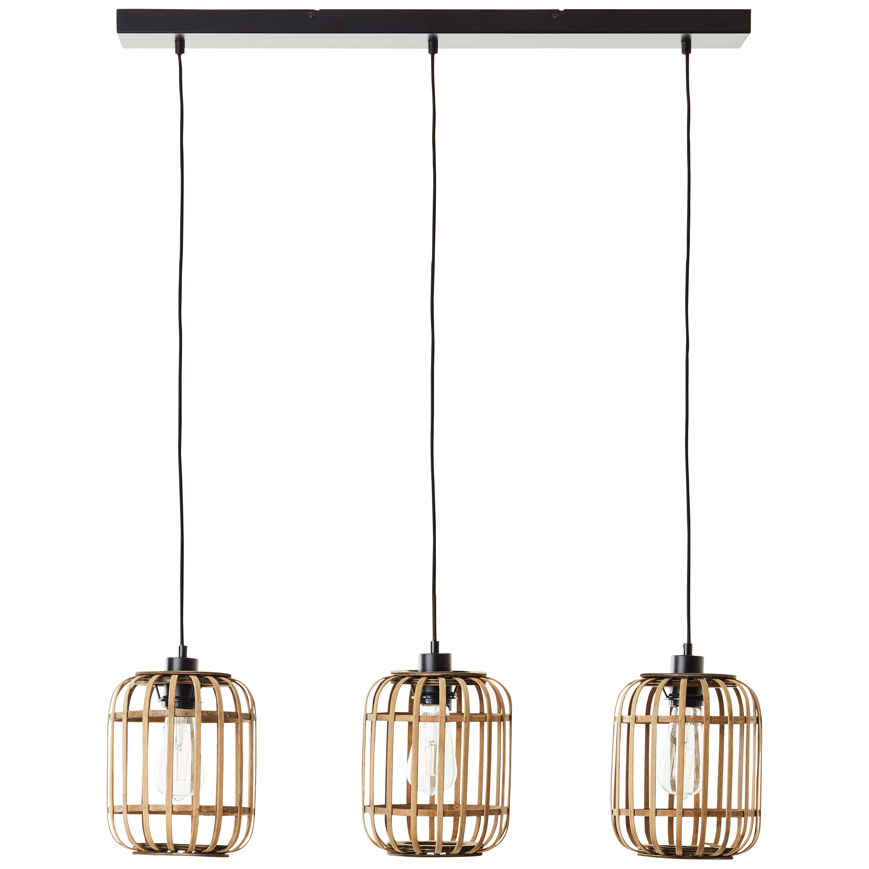 Lampa wisząca Manihi czarna bambus 3 x E27 Inspire