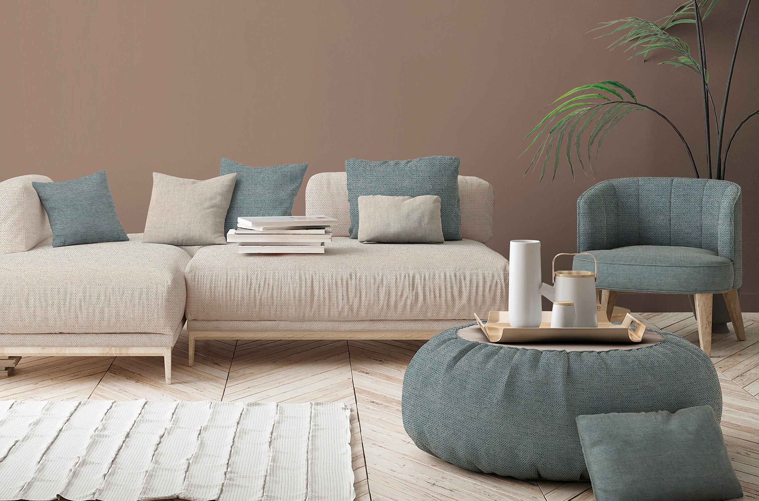 Tela al corte tapicería jacquard Il Borgo beige ancho 140 cm - 2