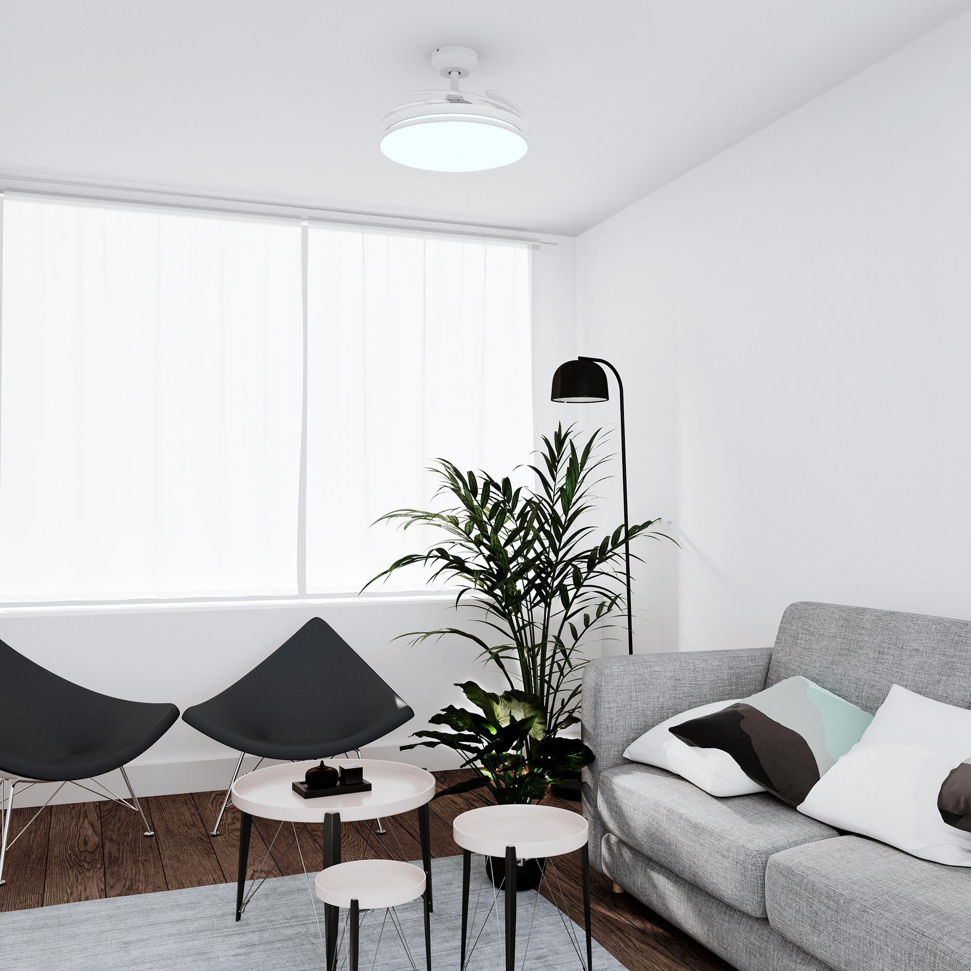 Ventilador de techo con luz silencioso DC 28W con mando ø107 cm Lydia ARTE CONFORT blanco luz CCT 4 aspas retráctiles tipo lámpara| 6 velocidades| modo verano/invierno| brisa| recomendado de 13 a 20m² - 4