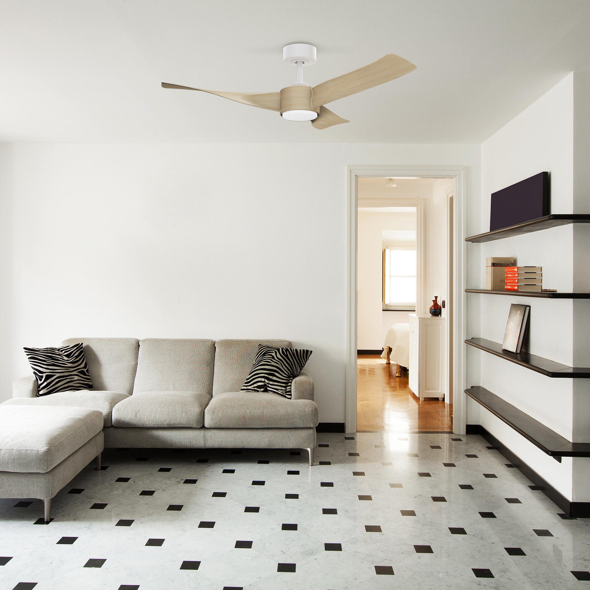 Ventilador de techo con luz silencioso DC 40W con mando ø122 cm Virgí ARTE CONFORT blanco luz CCT 3 aspas| 6 velocidades| modo verano/invierno| brisa| temporizador| recomendado de 13 a 20m² - 10