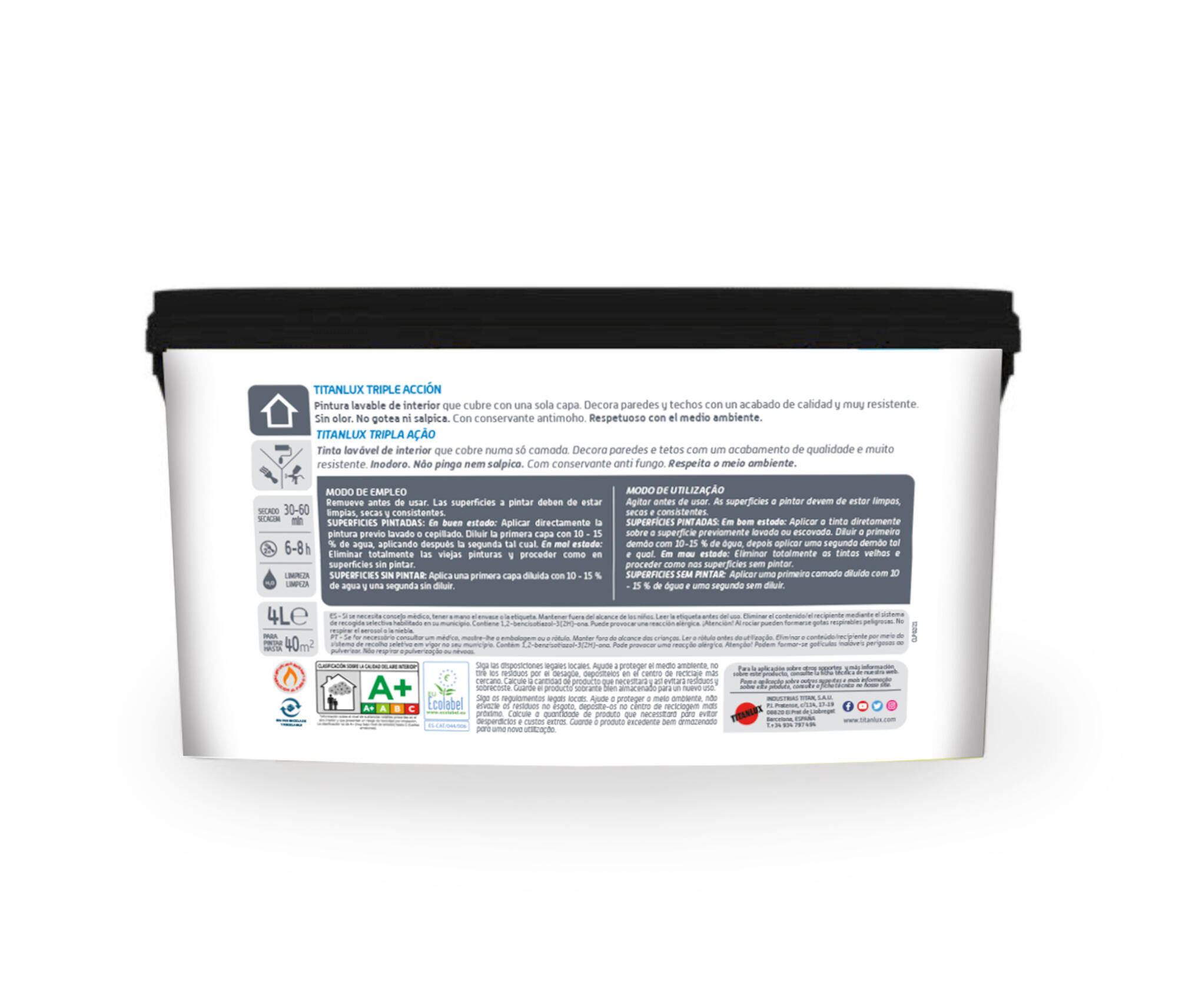 Pintura interior Triple Acción TITANLUX mate 4L lavanda - 4