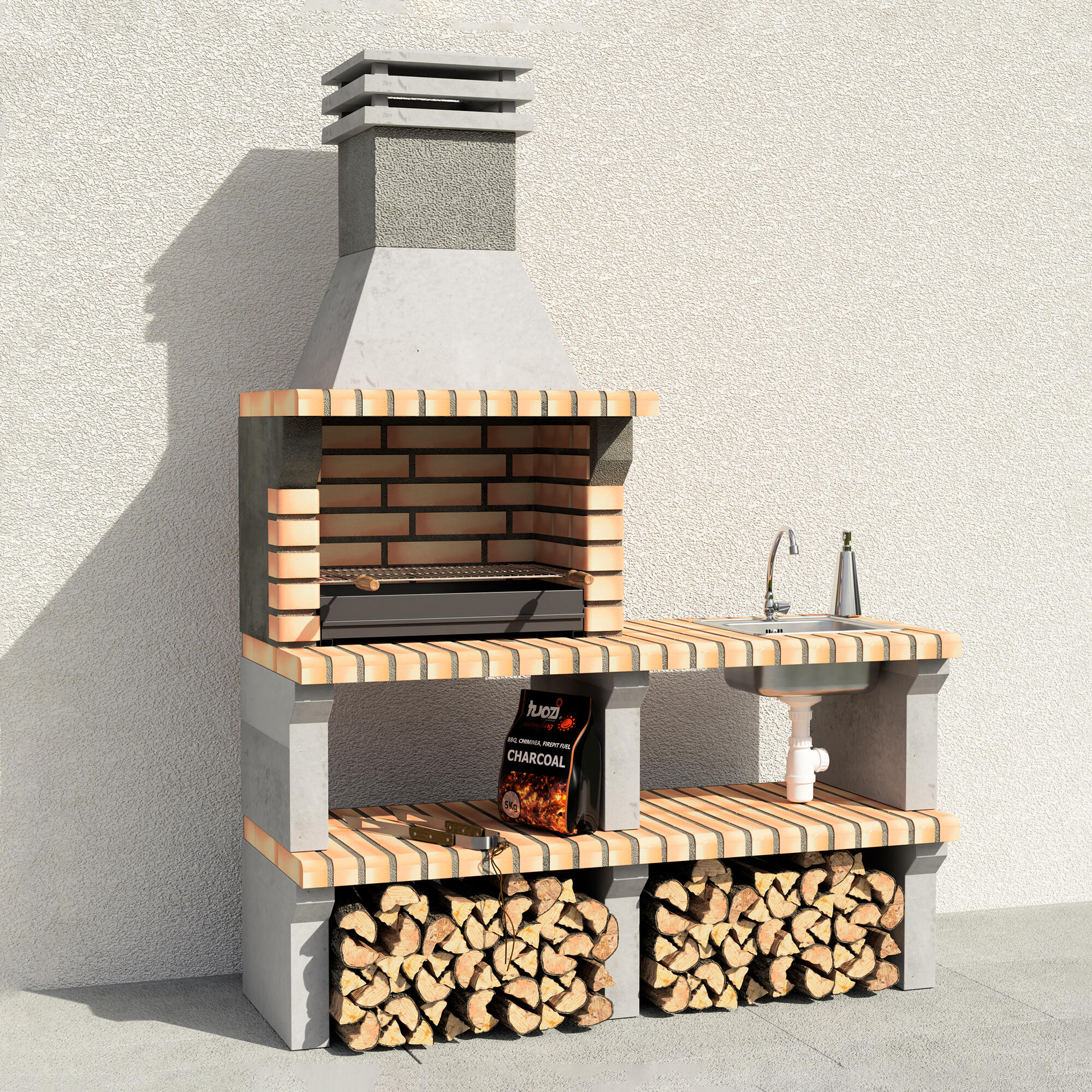 Churrasqueira com bancada lava-louça 146x58x217 cm Movelar Liz - 5