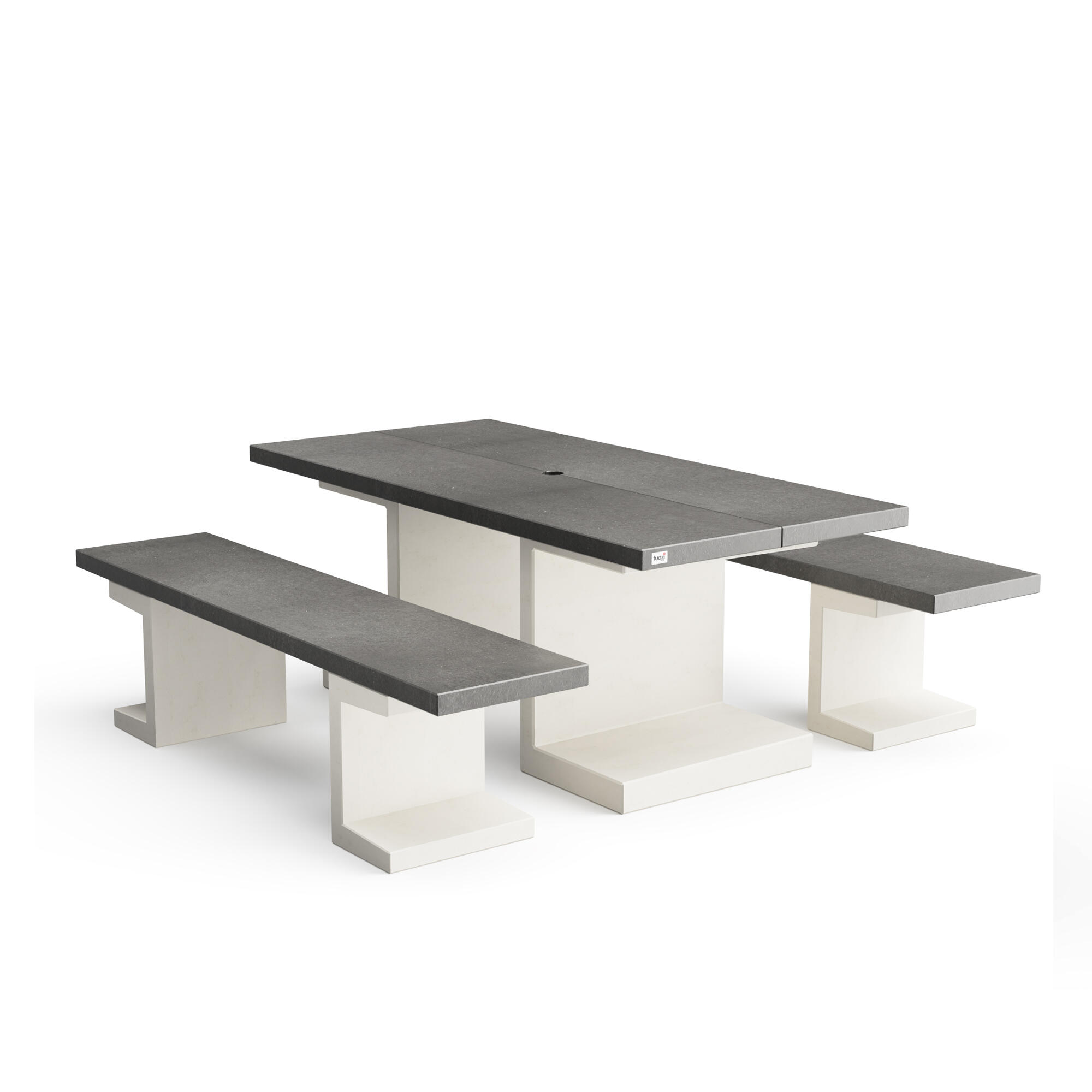 Comedor kitaway liso blanco/gris 180 x 84 x 72 cm