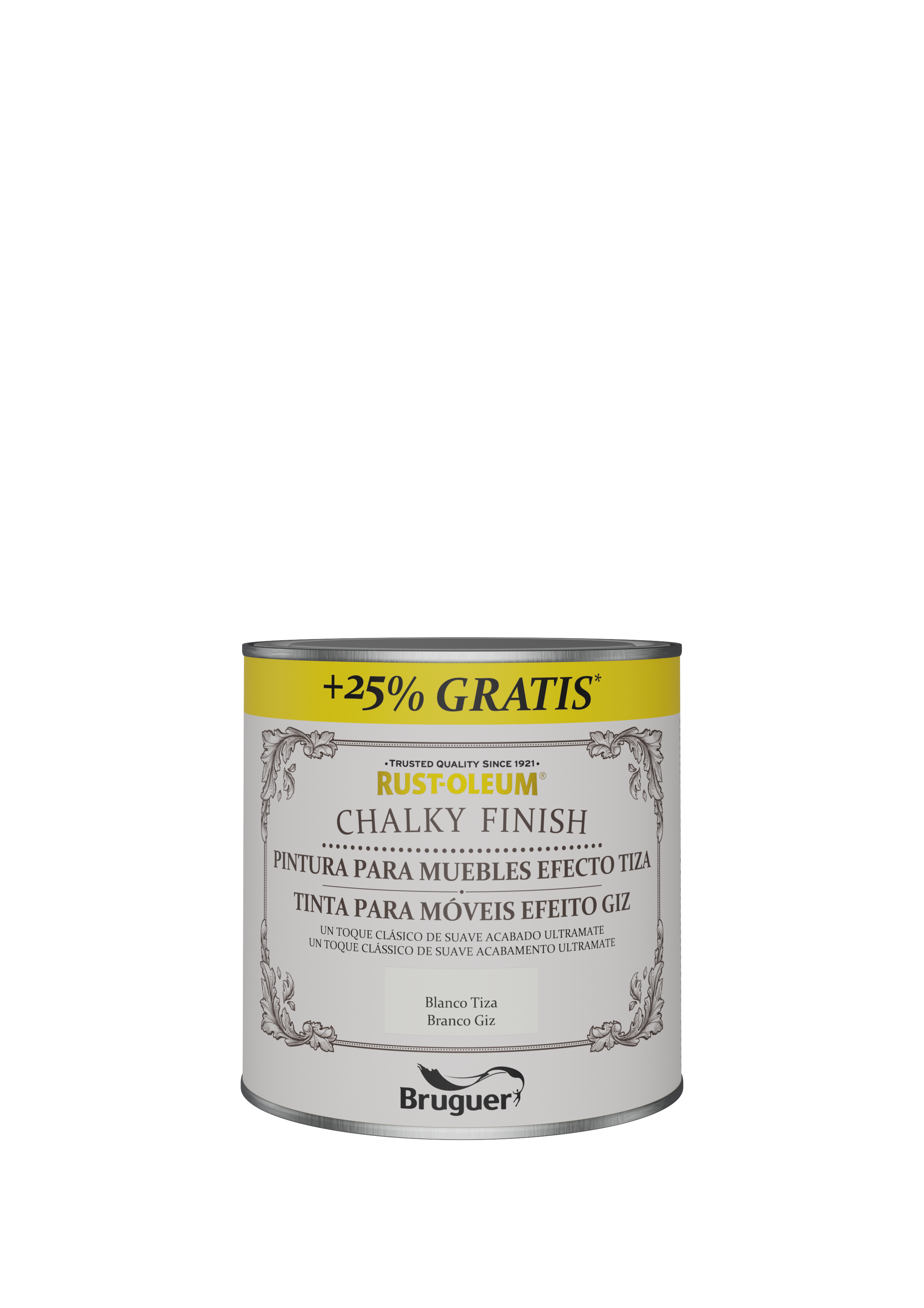 Pintura Chalky para muebles 750ml+25% gratis blanco tiza - 2