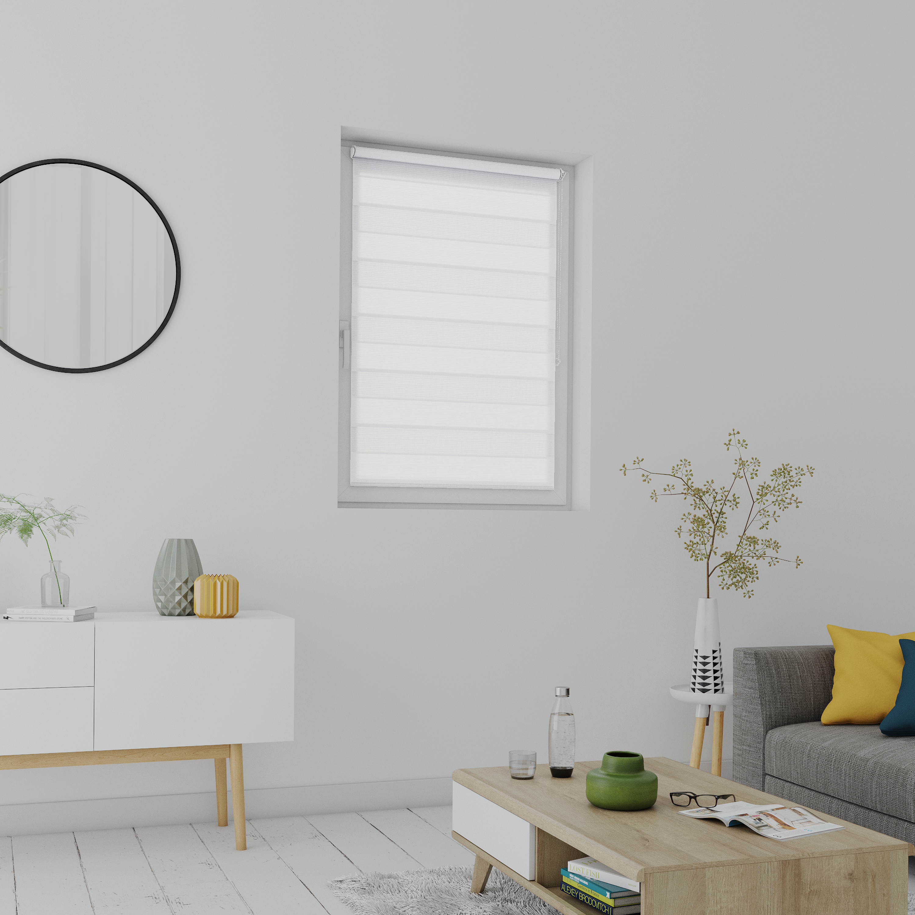 Estor enrollable noche/día 5% Rumba de 180x190 poliéster liso blanco INSPIRE con cadena - 6