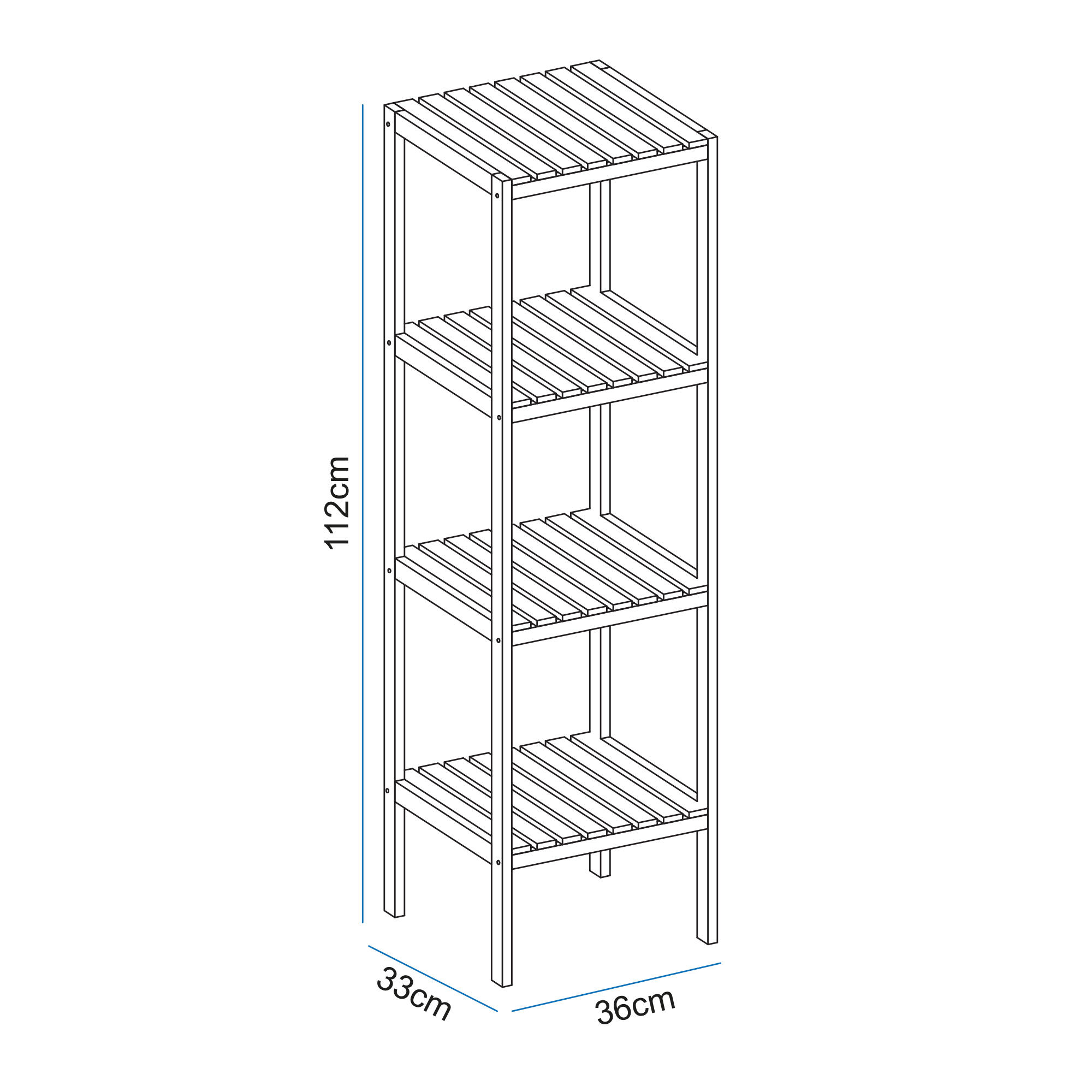 Estante para el baño de madera blanco Blanca 36x33x112cm - 3