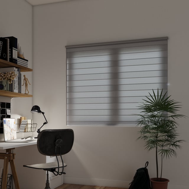 Estore de rolo noite e dia Rumba 150 x 190 cm branco Inspire