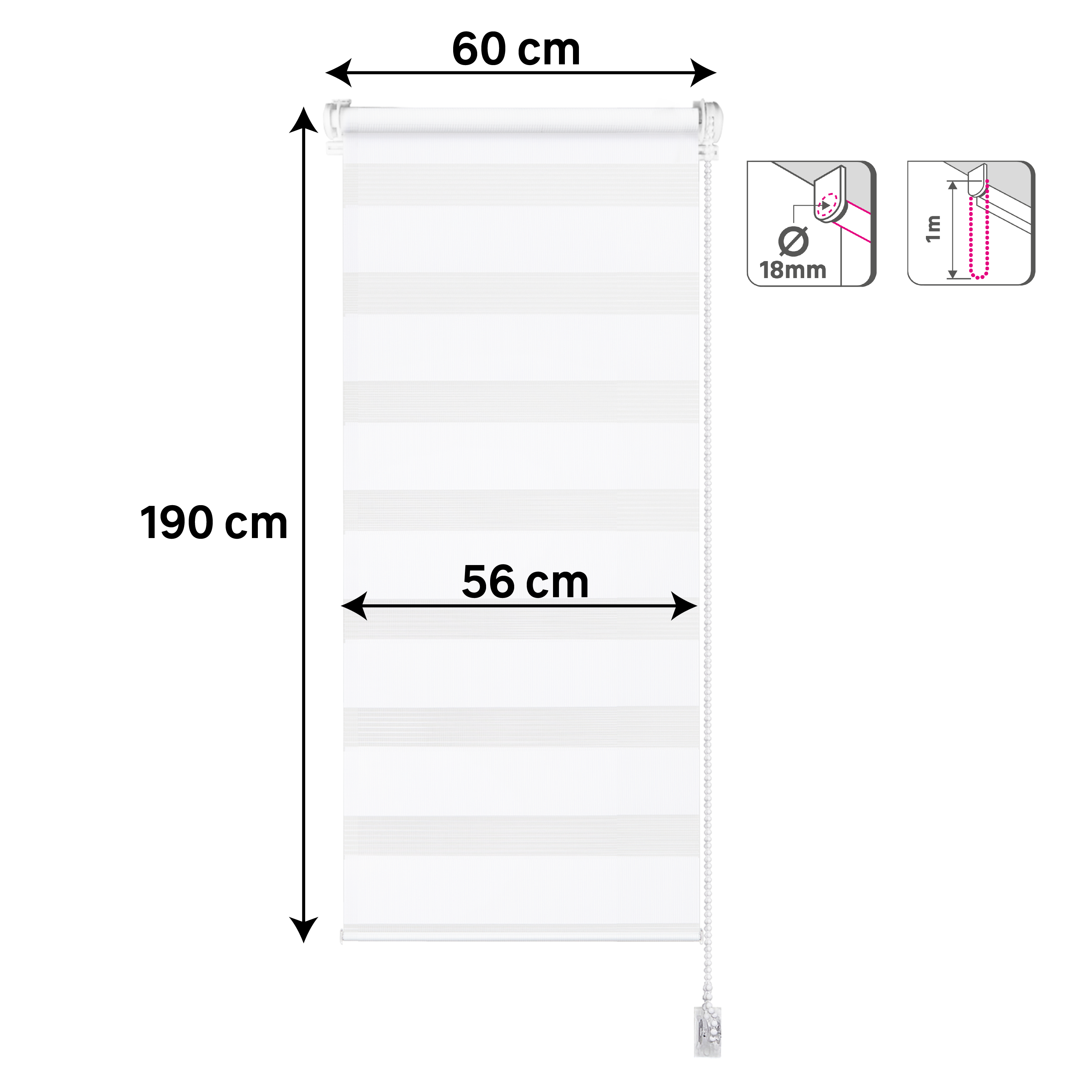 Store enrouleur jour/nuit Bamba blanc, l.60 x H.190 cm - 4