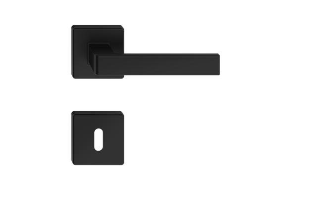 Klamka do drzwi wewnętrznych rozecie Ergo i szyld pod klucz czarny Metalbud
